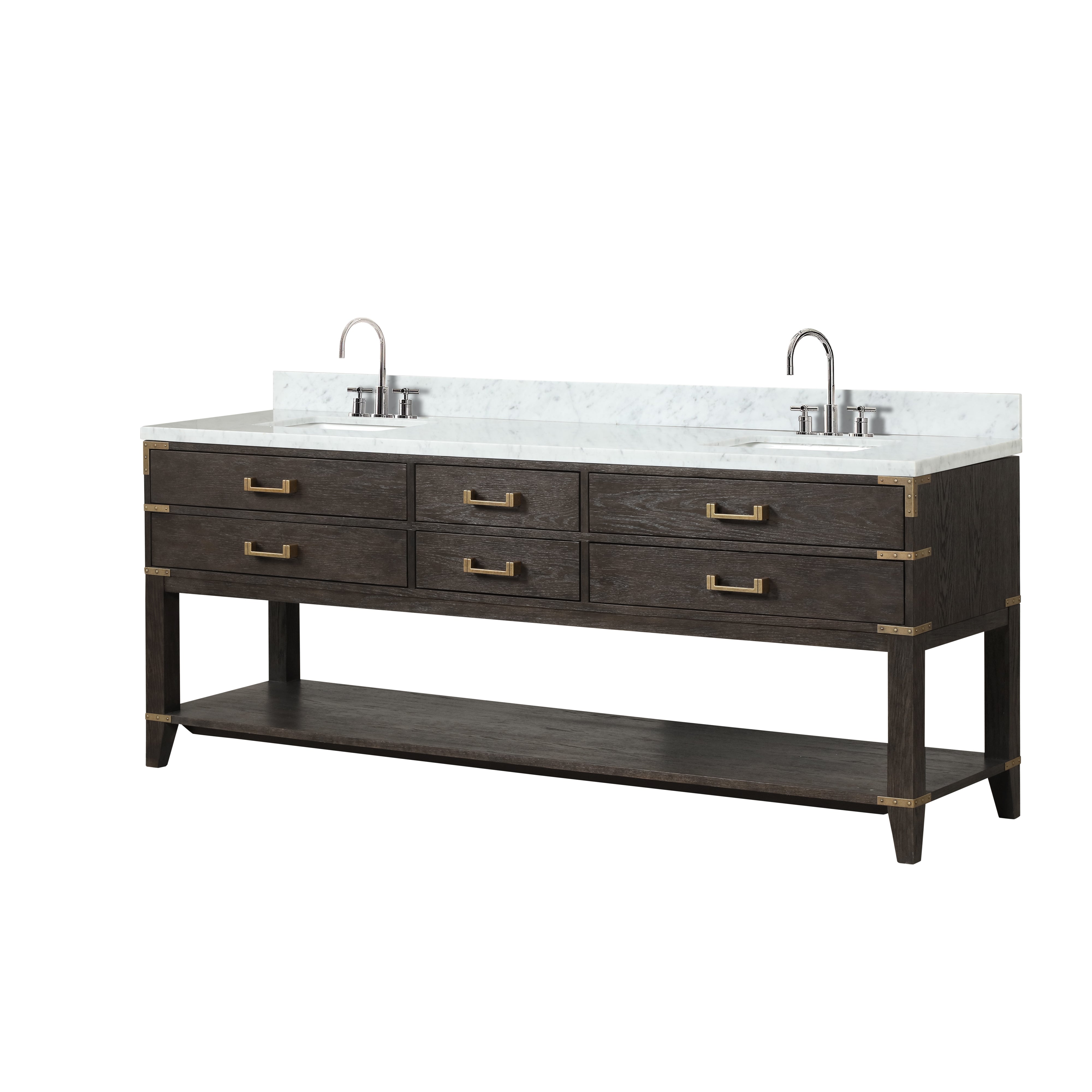 Norwalk 84 in W x 22 in D Brown Oak Double Bath Vanity