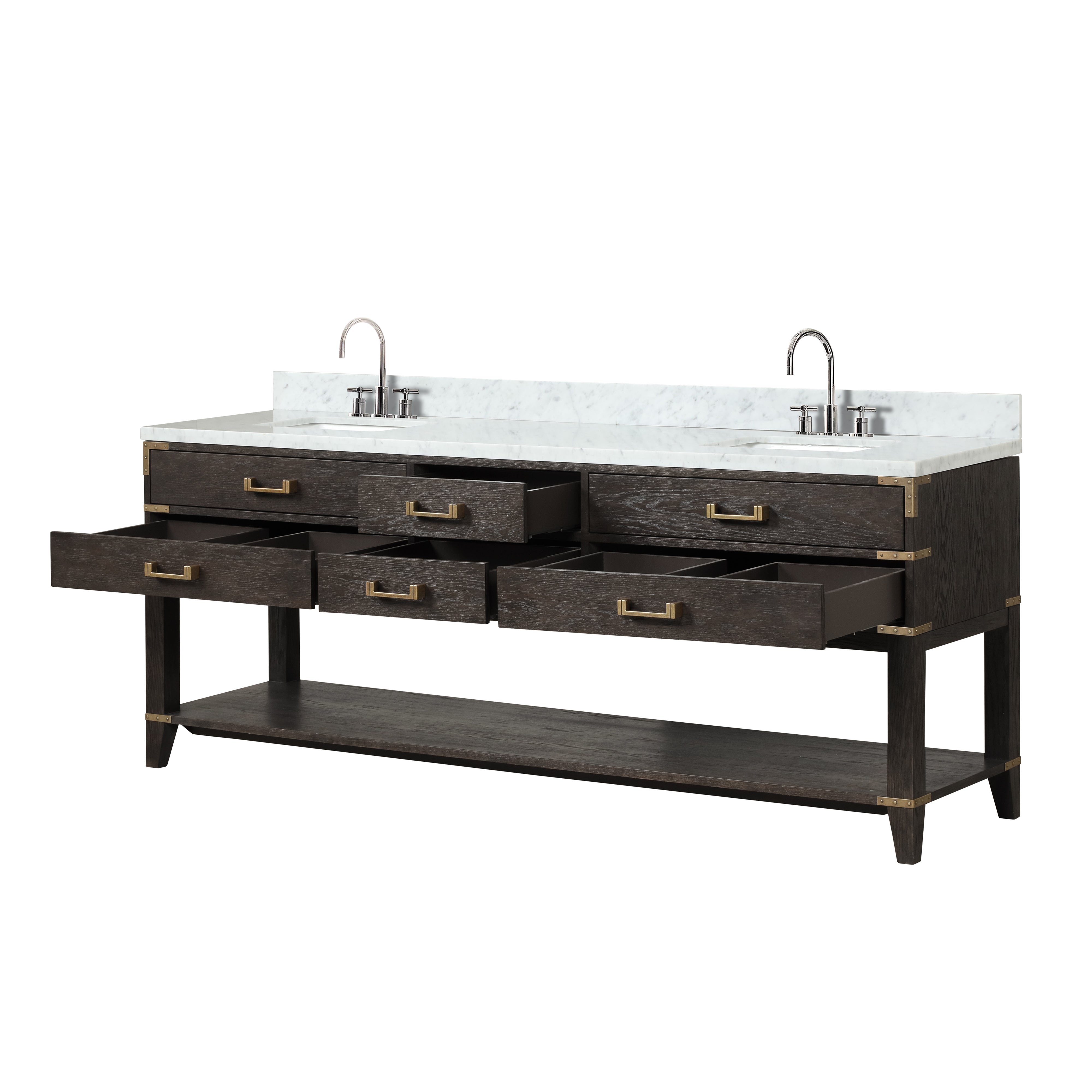 Norwalk 84 in W x 22 in D Brown Oak Double Bath Vanity
