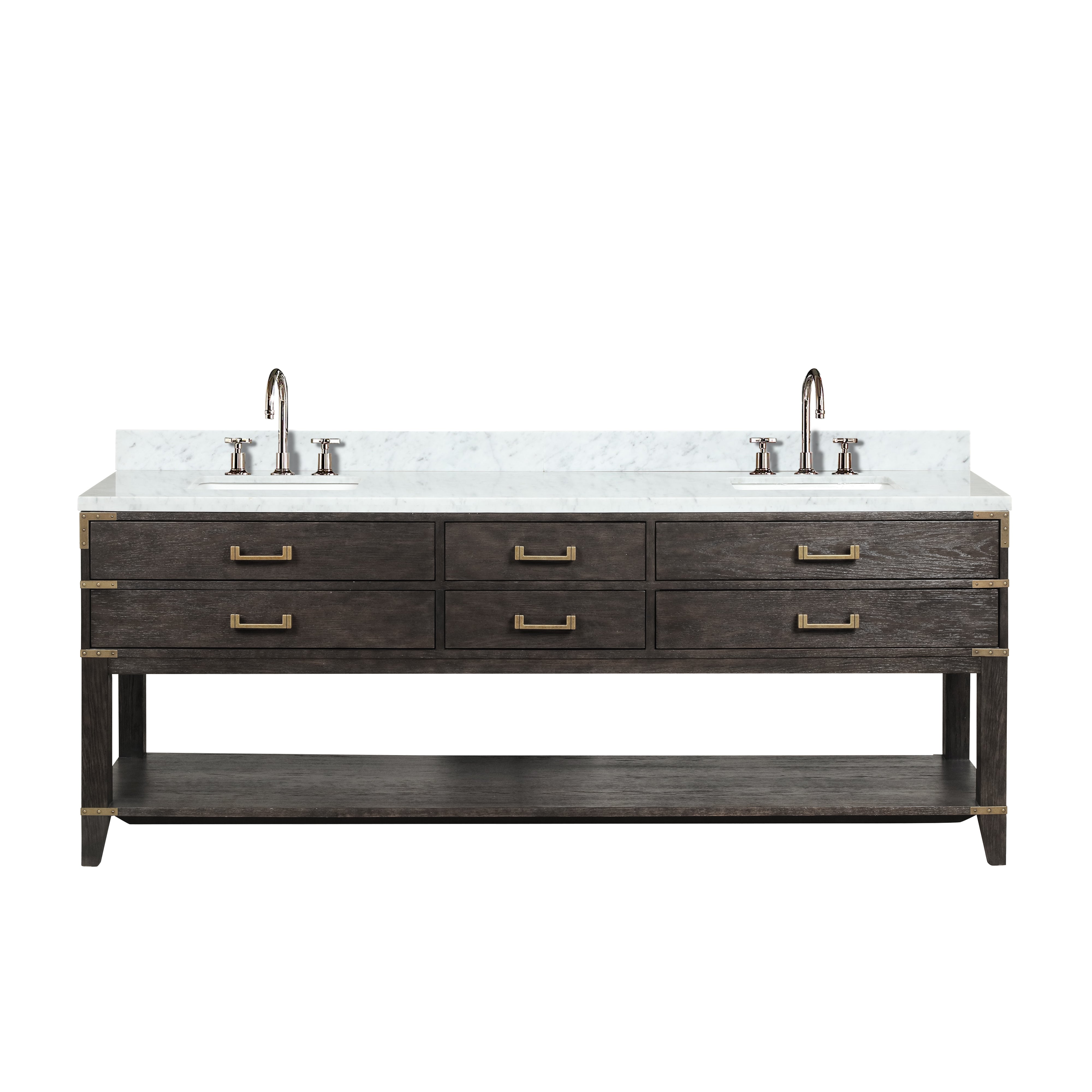 Norwalk 84 in W x 22 in D Brown Oak Double Bath Vanity