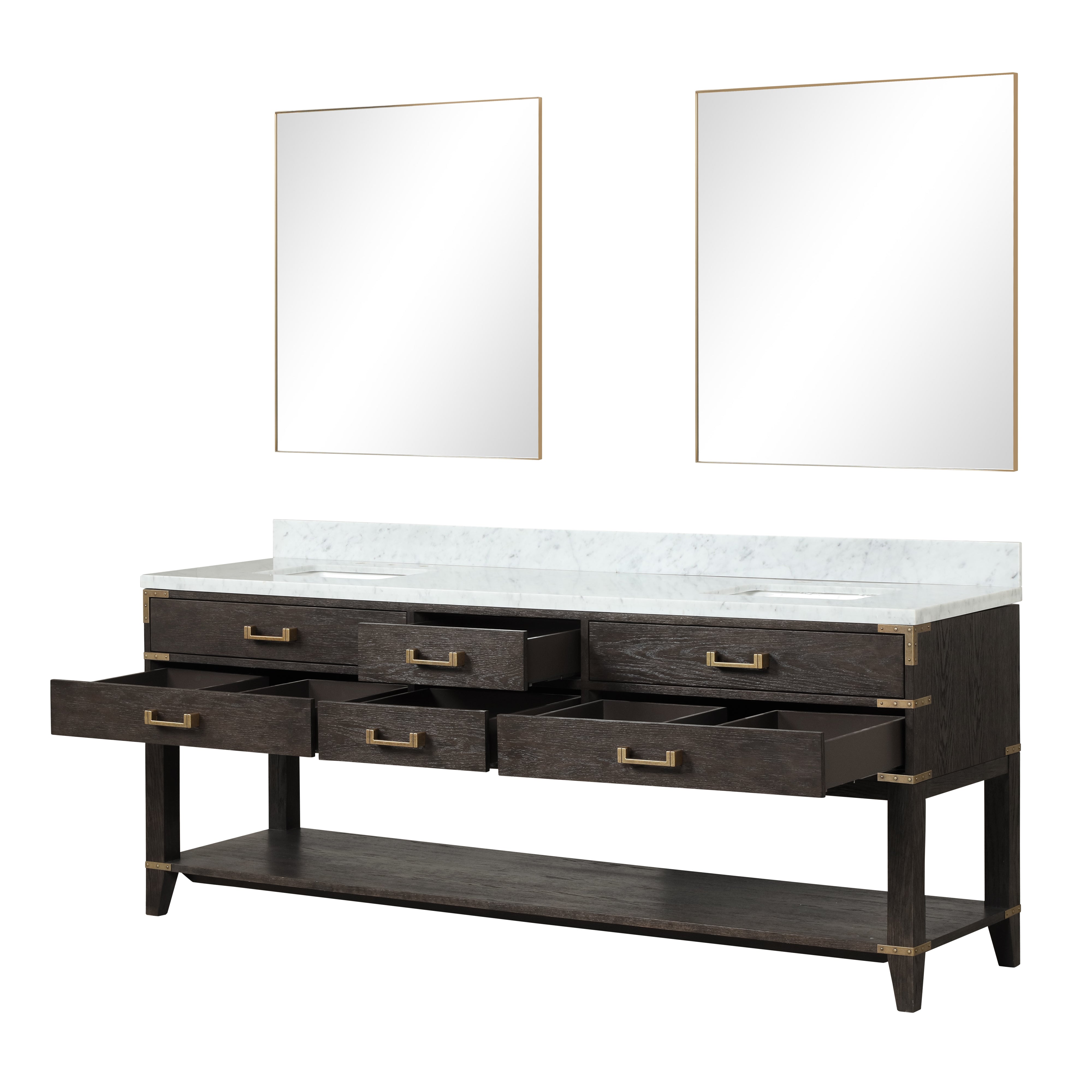 Norwalk 84 in W x 22 in D Brown Oak Double Bath Vanity