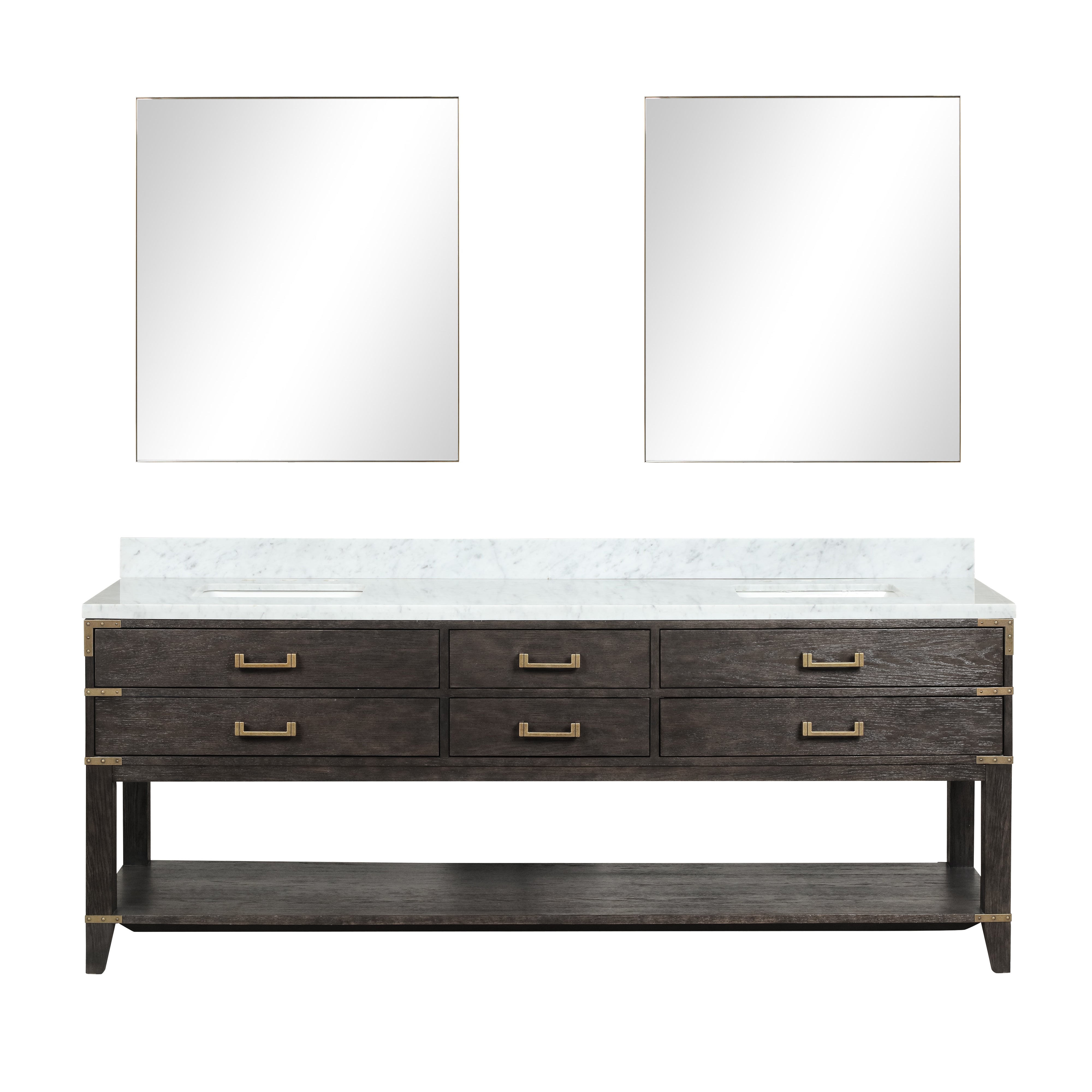 Norwalk 84 in W x 22 in D Brown Oak Double Bath Vanity