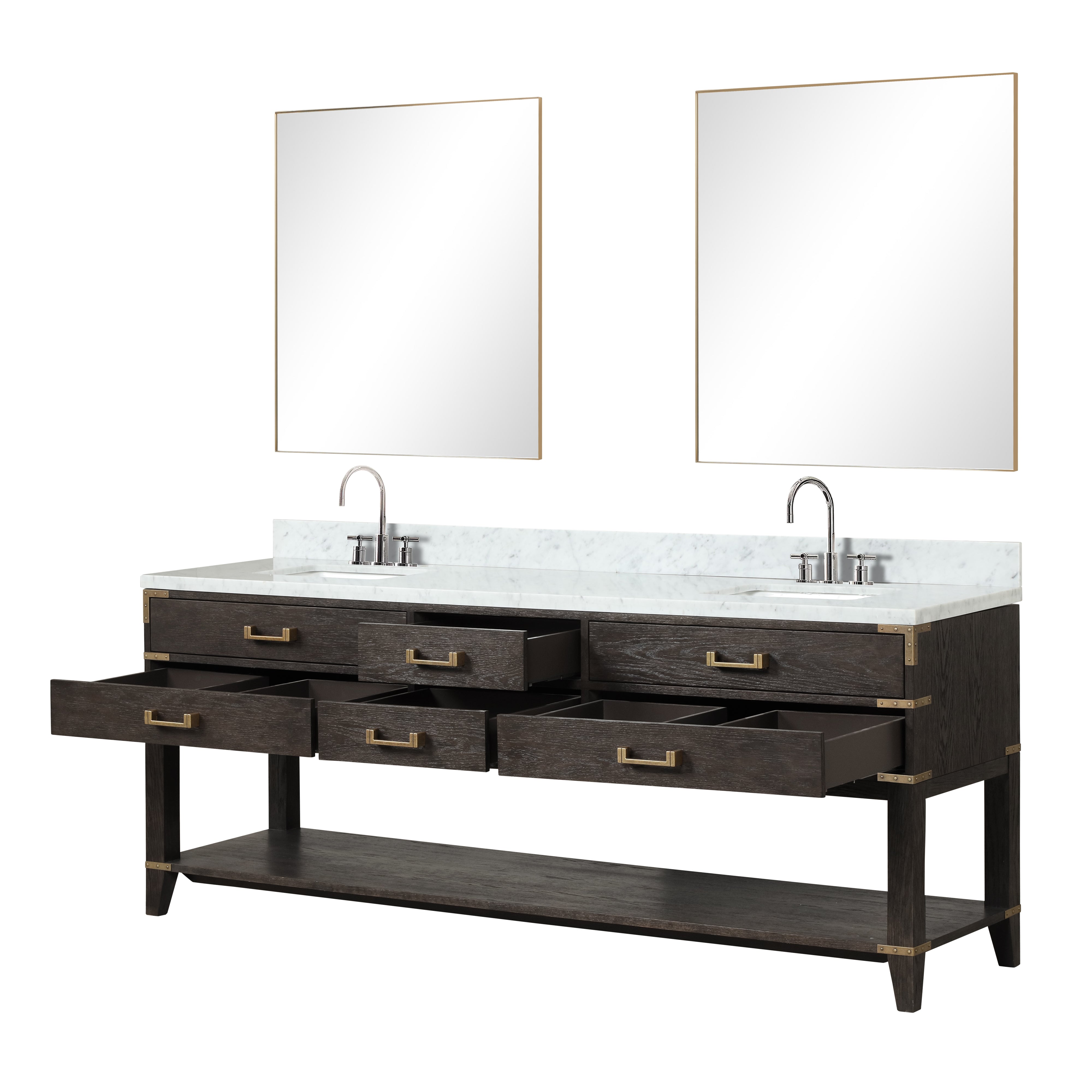 Norwalk 84 in W x 22 in D Brown Oak Double Bath Vanity