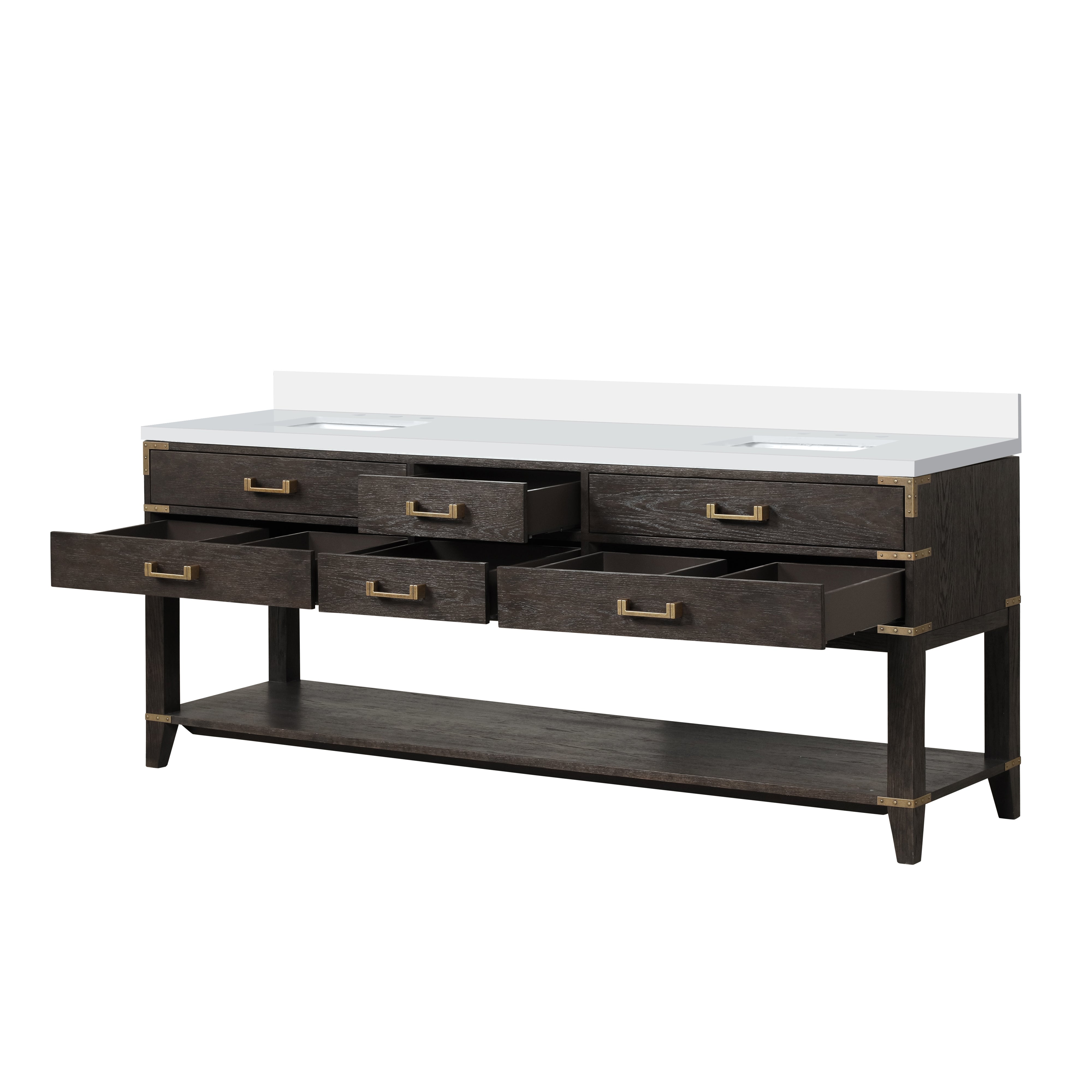 Norwalk 84 in W x 22 in D Brown Oak Double Bath Vanity