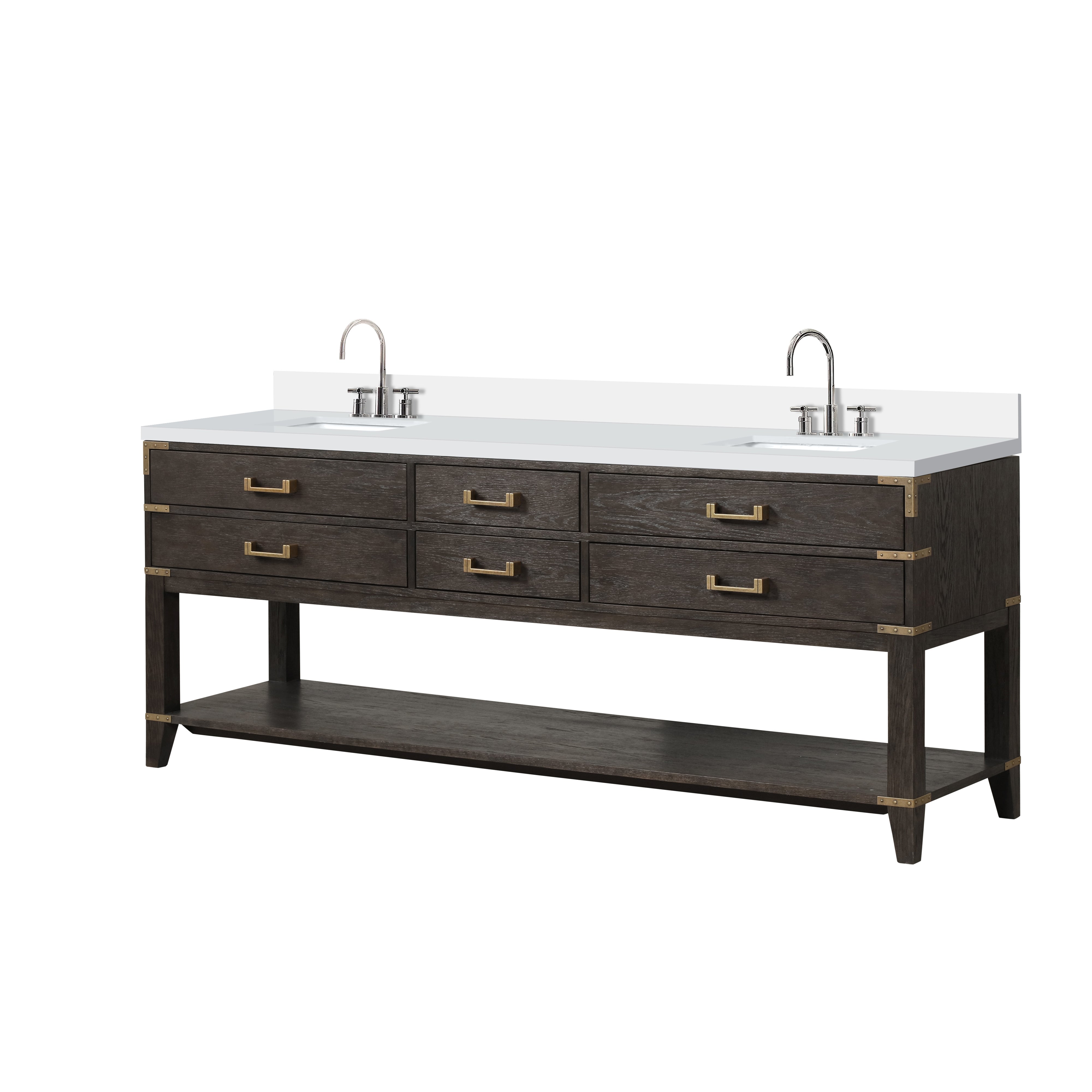 Norwalk 84 in W x 22 in D Brown Oak Double Bath Vanity