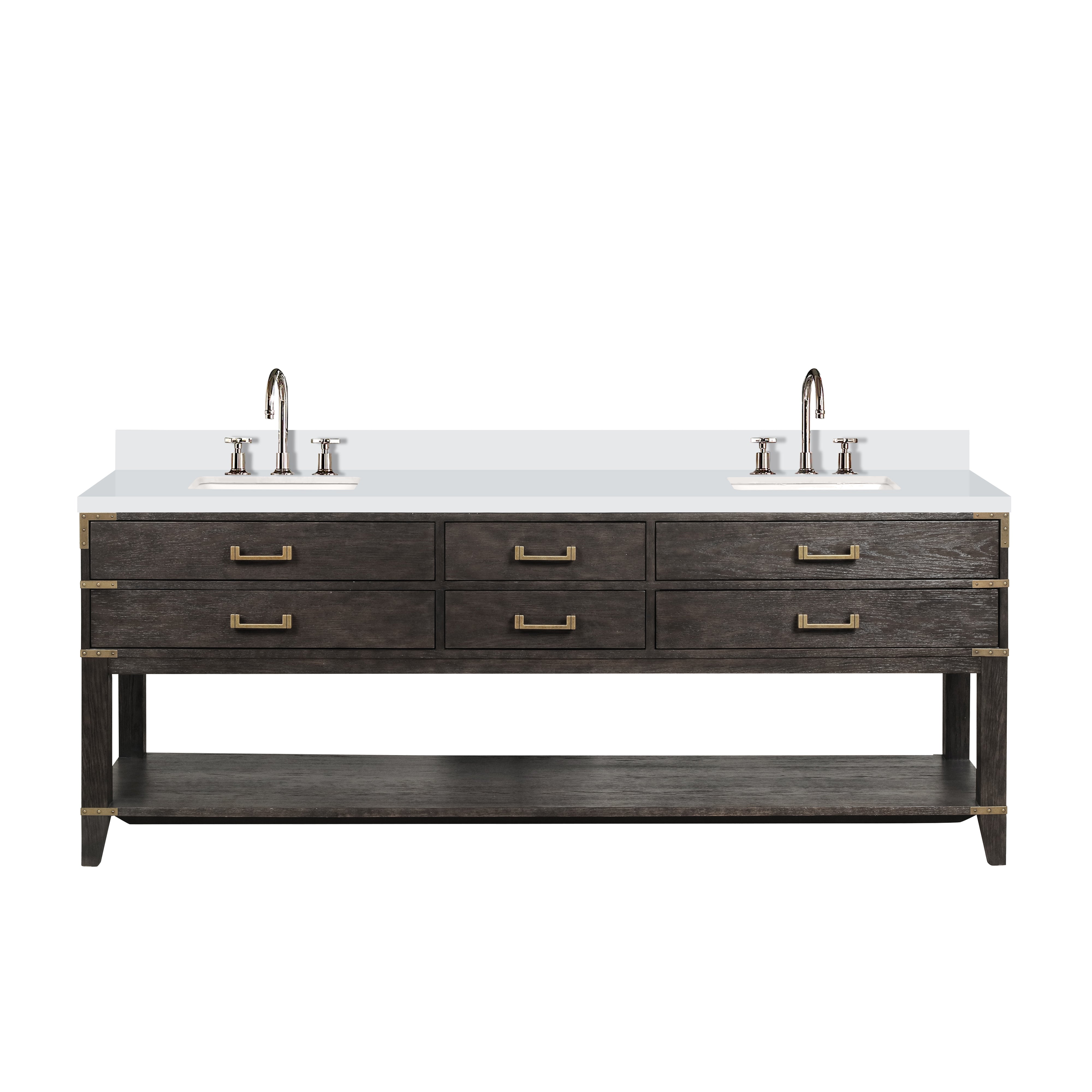 Norwalk 84 in W x 22 in D Brown Oak Double Bath Vanity