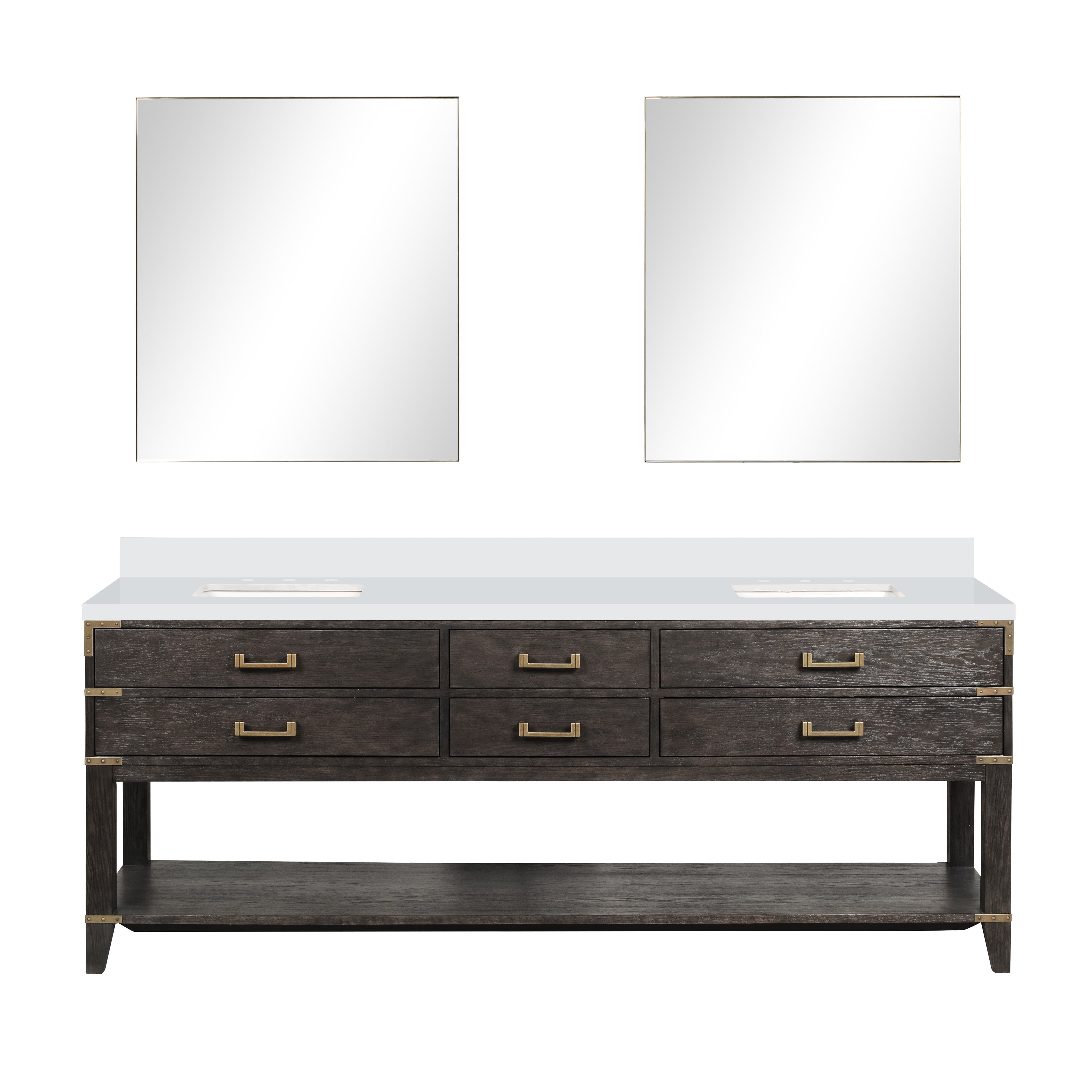 Norwalk 84 in W x 22 in D Brown Oak Double Bath Vanity