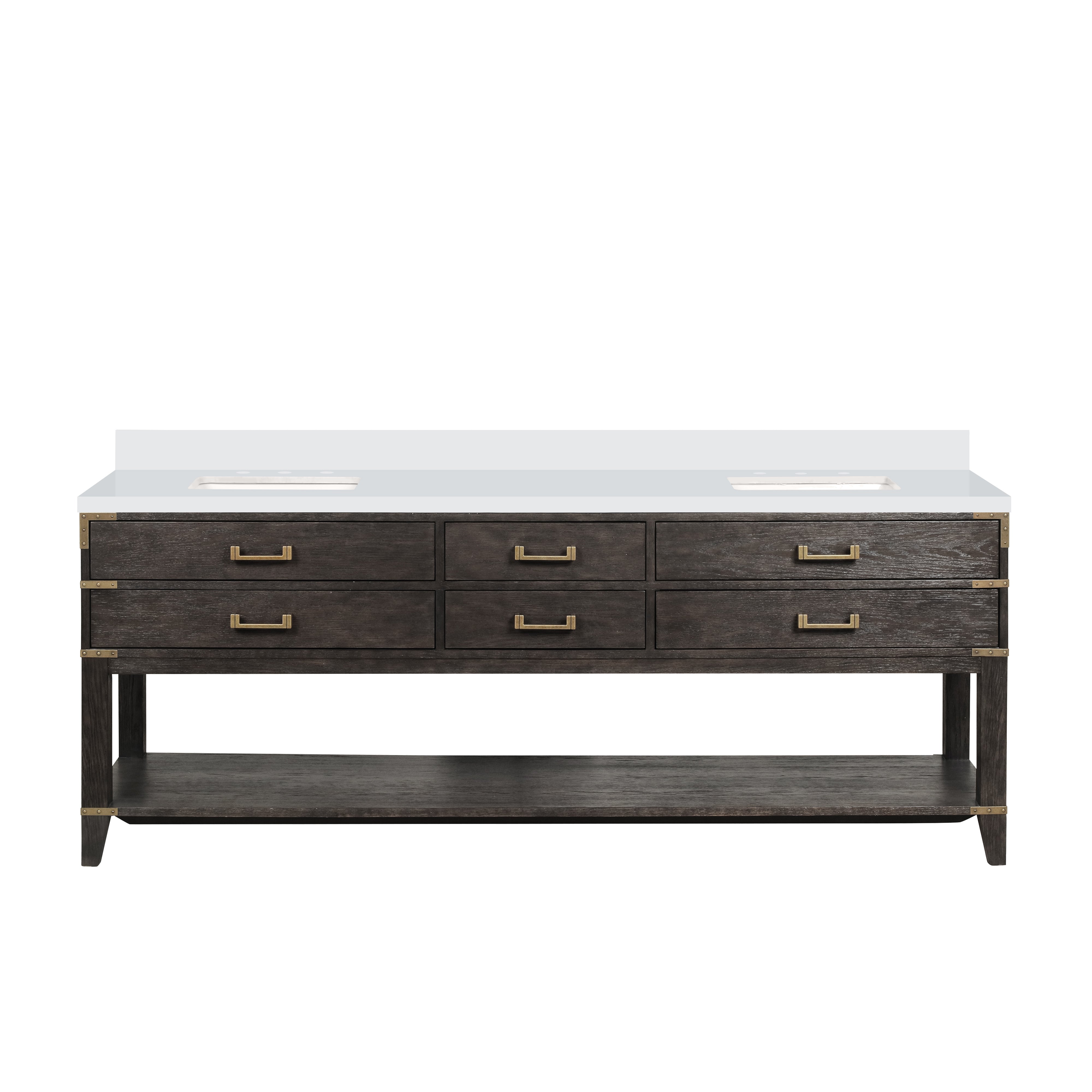 Norwalk 84 in W x 22 in D Brown Oak Double Bath Vanity