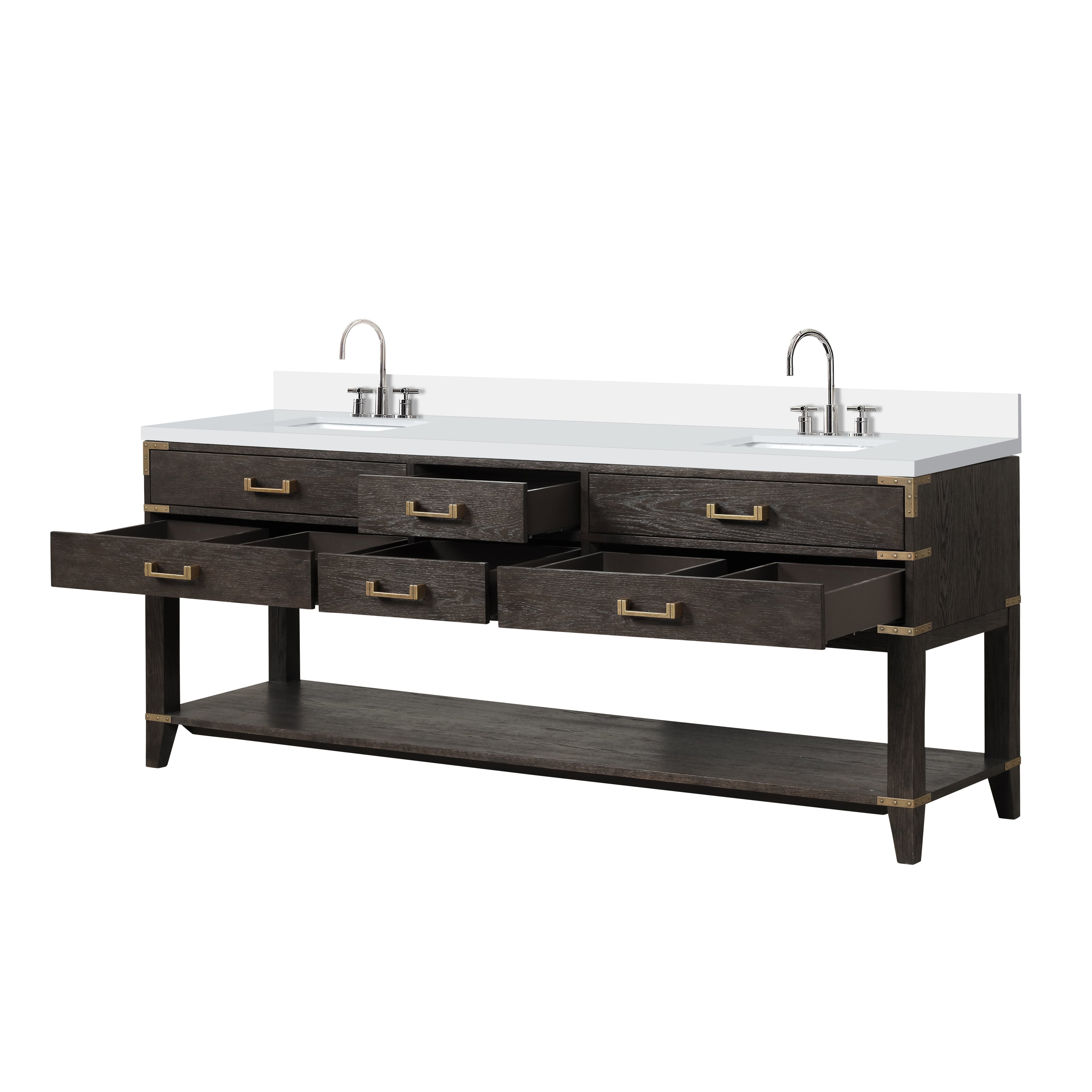 Norwalk 84 in W x 22 in D Brown Oak Double Bath Vanity