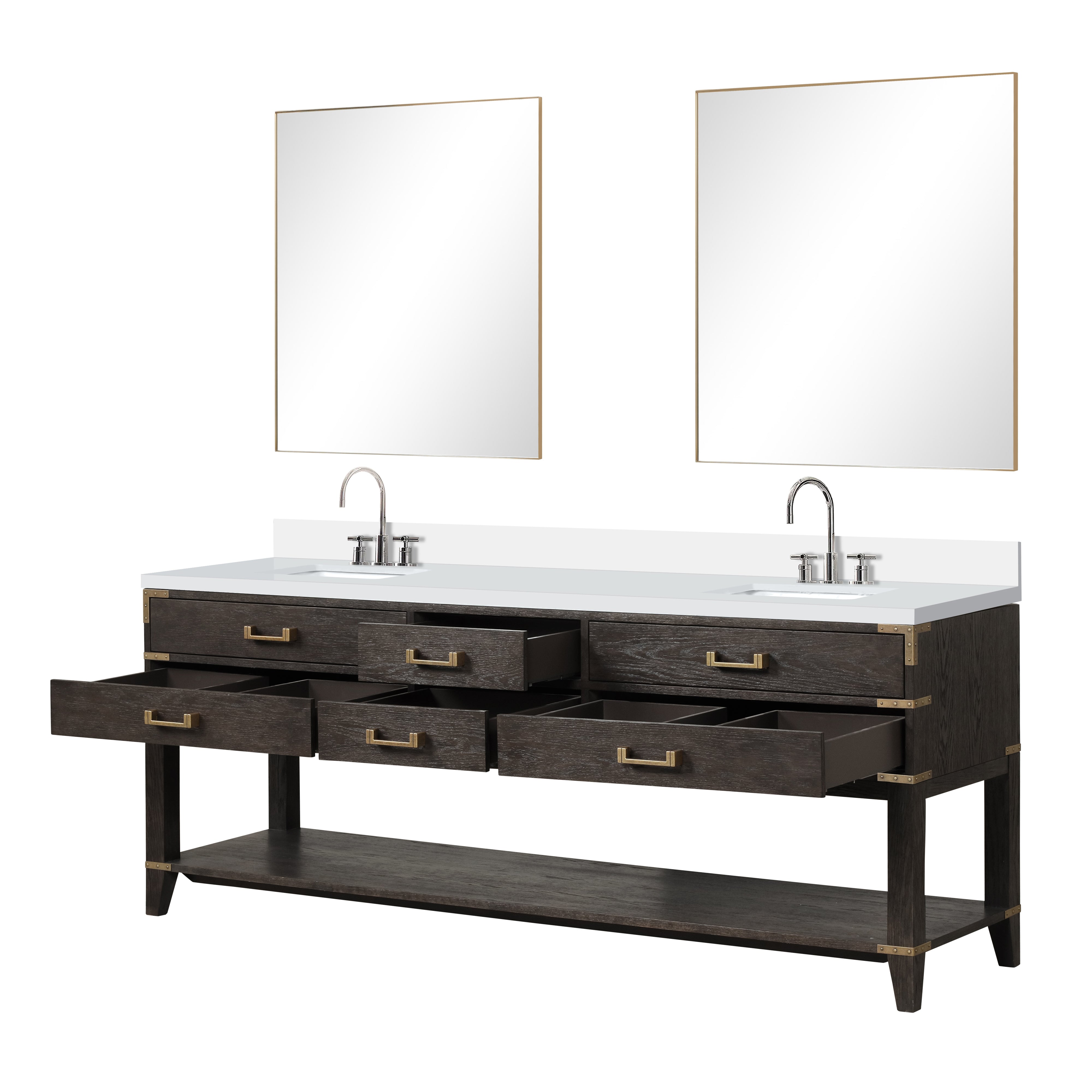 Norwalk 84 in W x 22 in D Brown Oak Double Bath Vanity