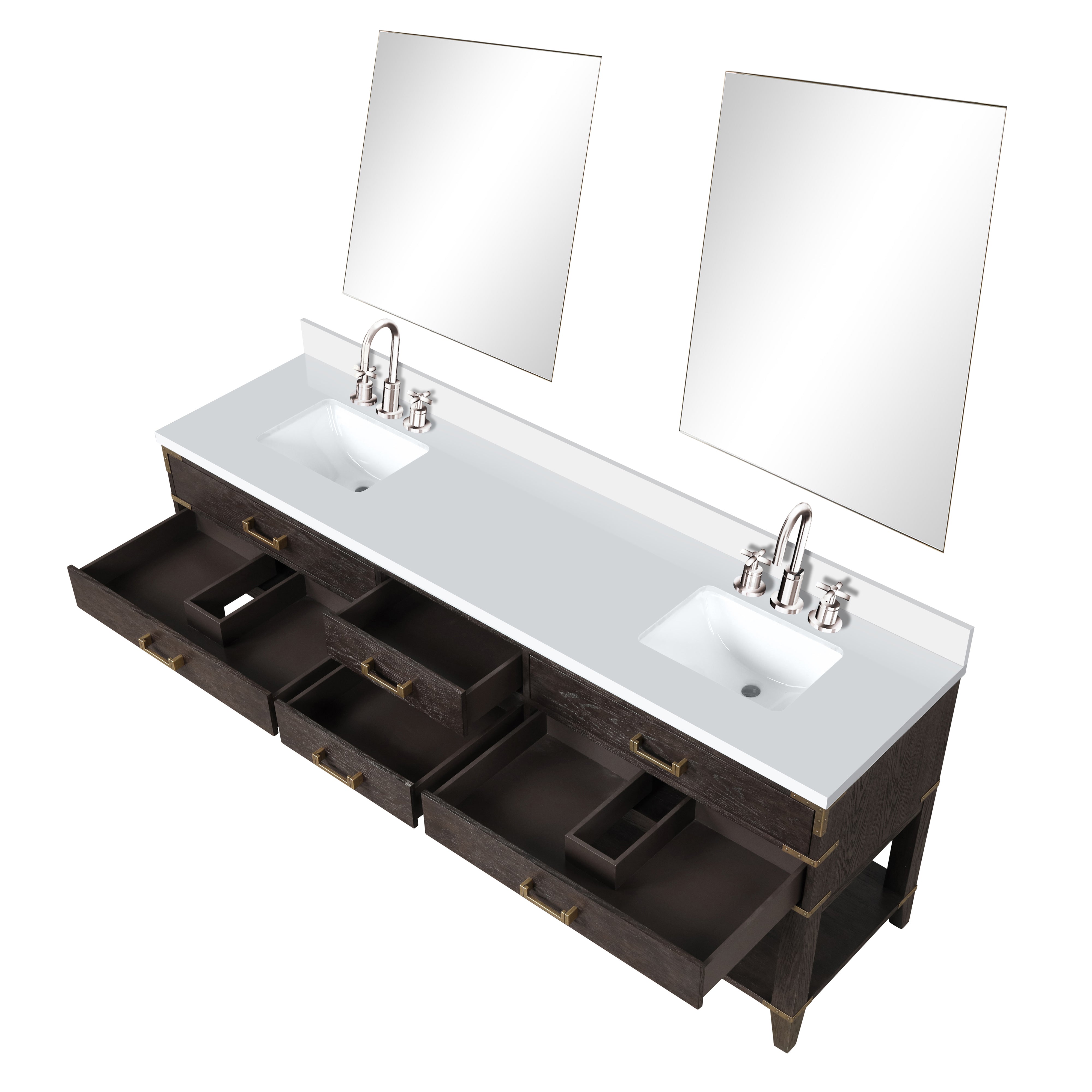 Norwalk 84 in W x 22 in D Brown Oak Double Bath Vanity