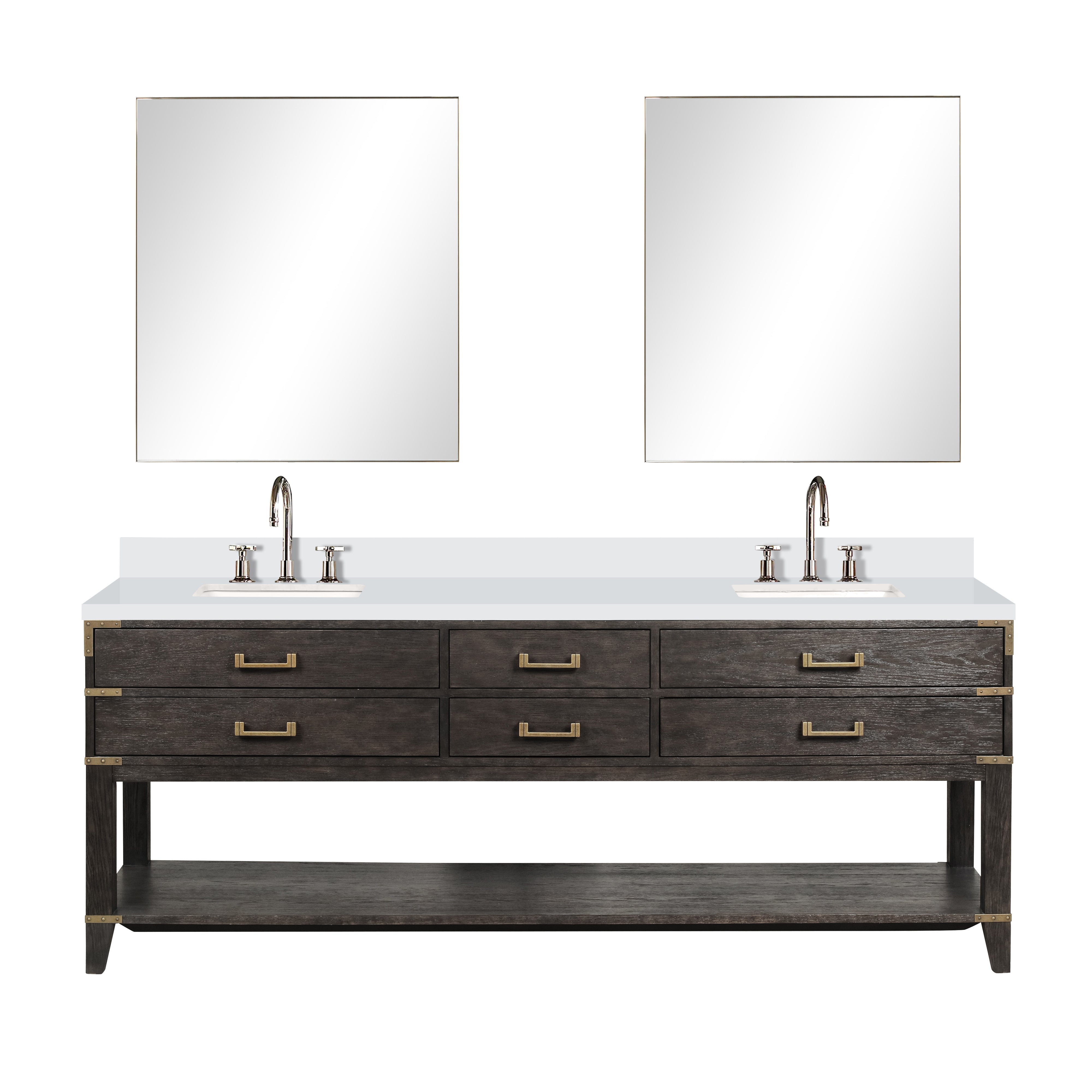 Norwalk 84 in W x 22 in D Brown Oak Double Bath Vanity