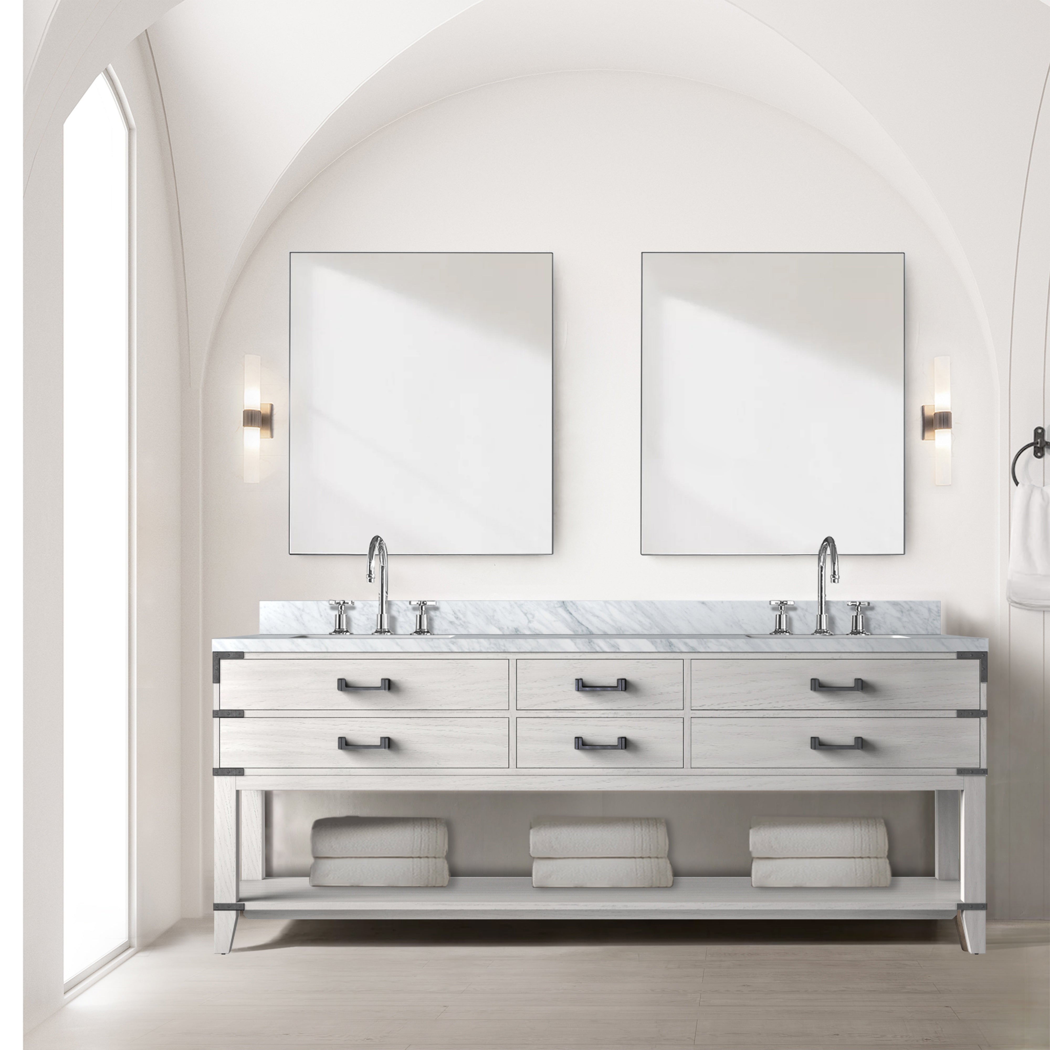 Norwalk 84 in W x 22 in D White Oak Double Bath Vanity
