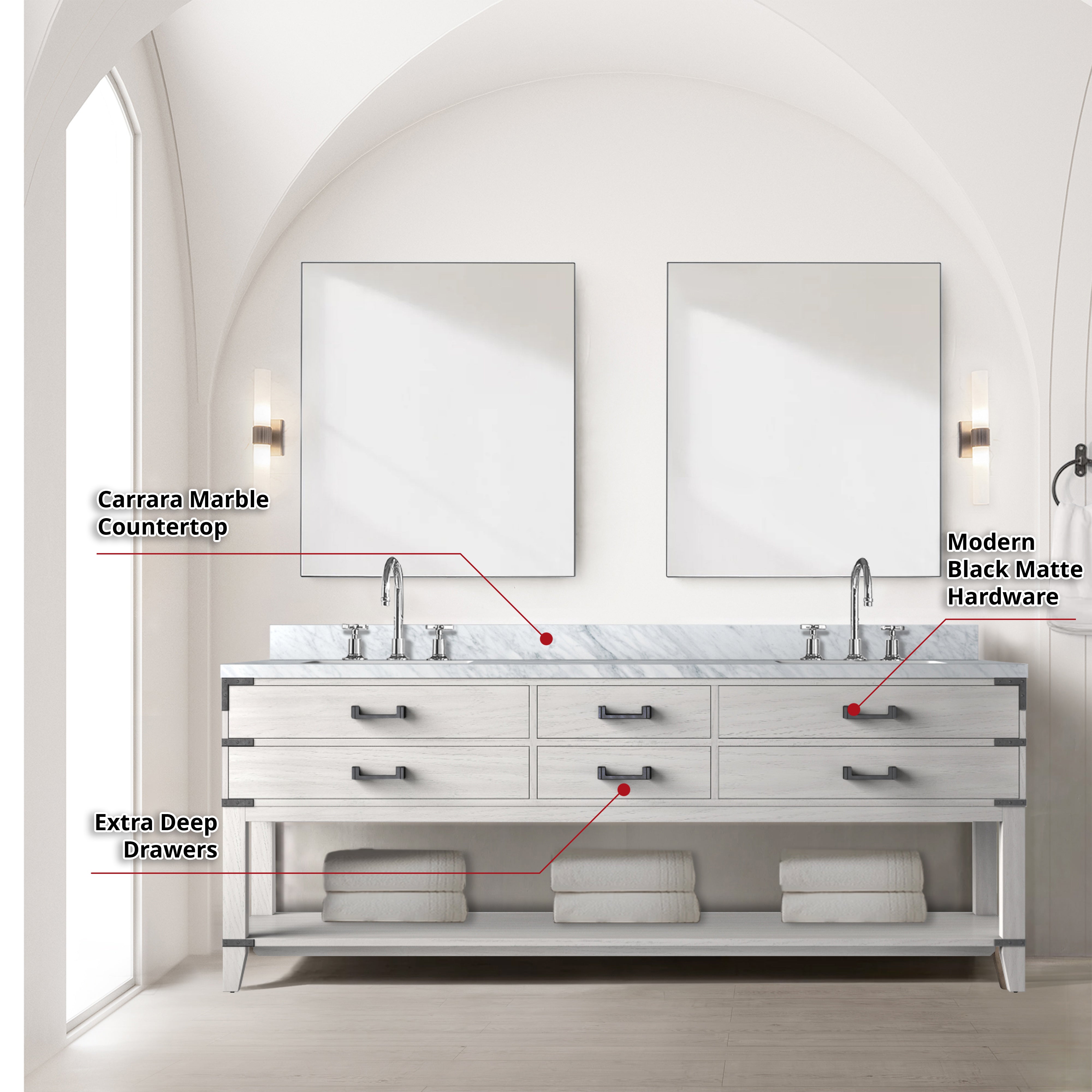 Norwalk 84 in W x 22 in D White Oak Double Bath Vanity