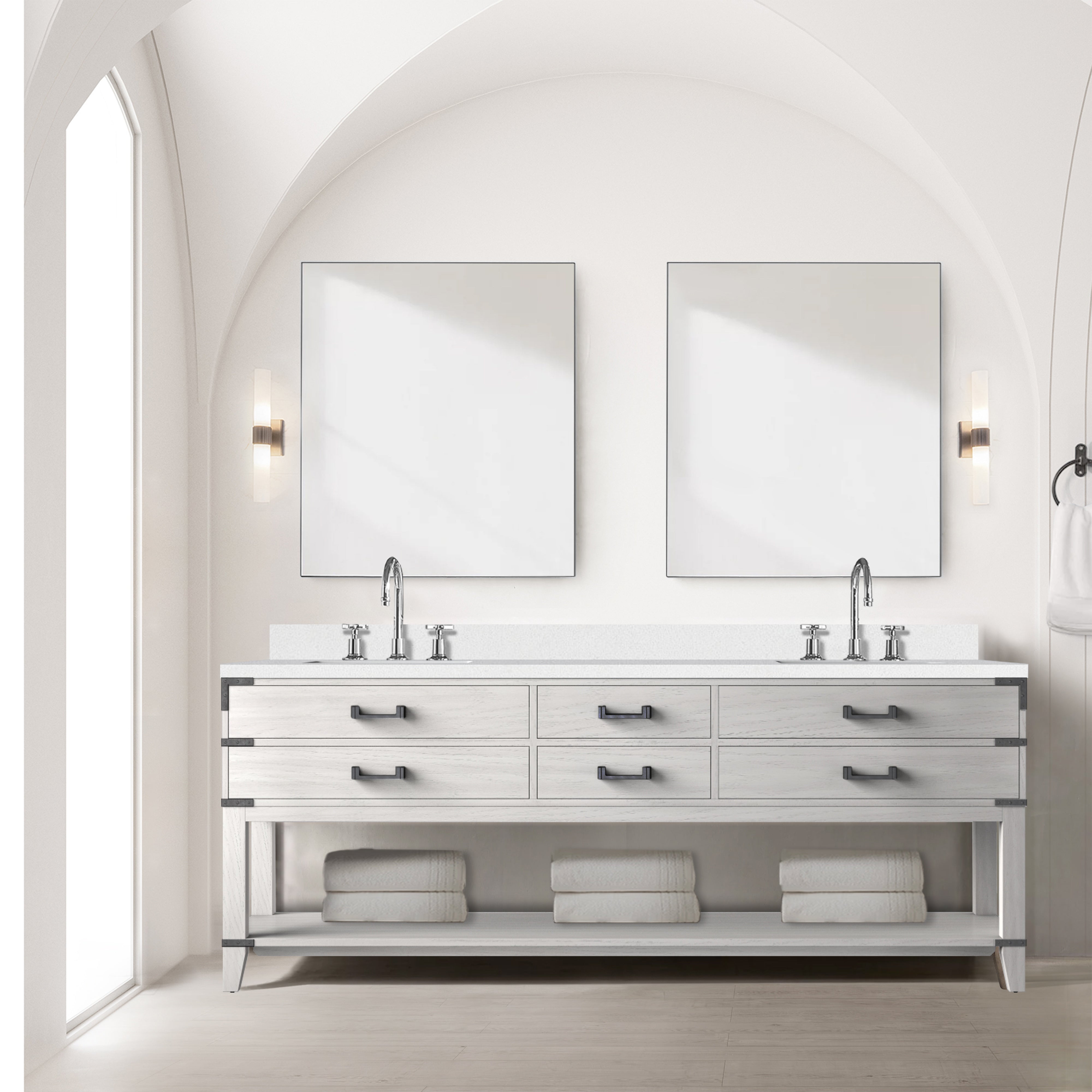 Norwalk 84 in W x 22 in D White Oak Double Bath Vanity