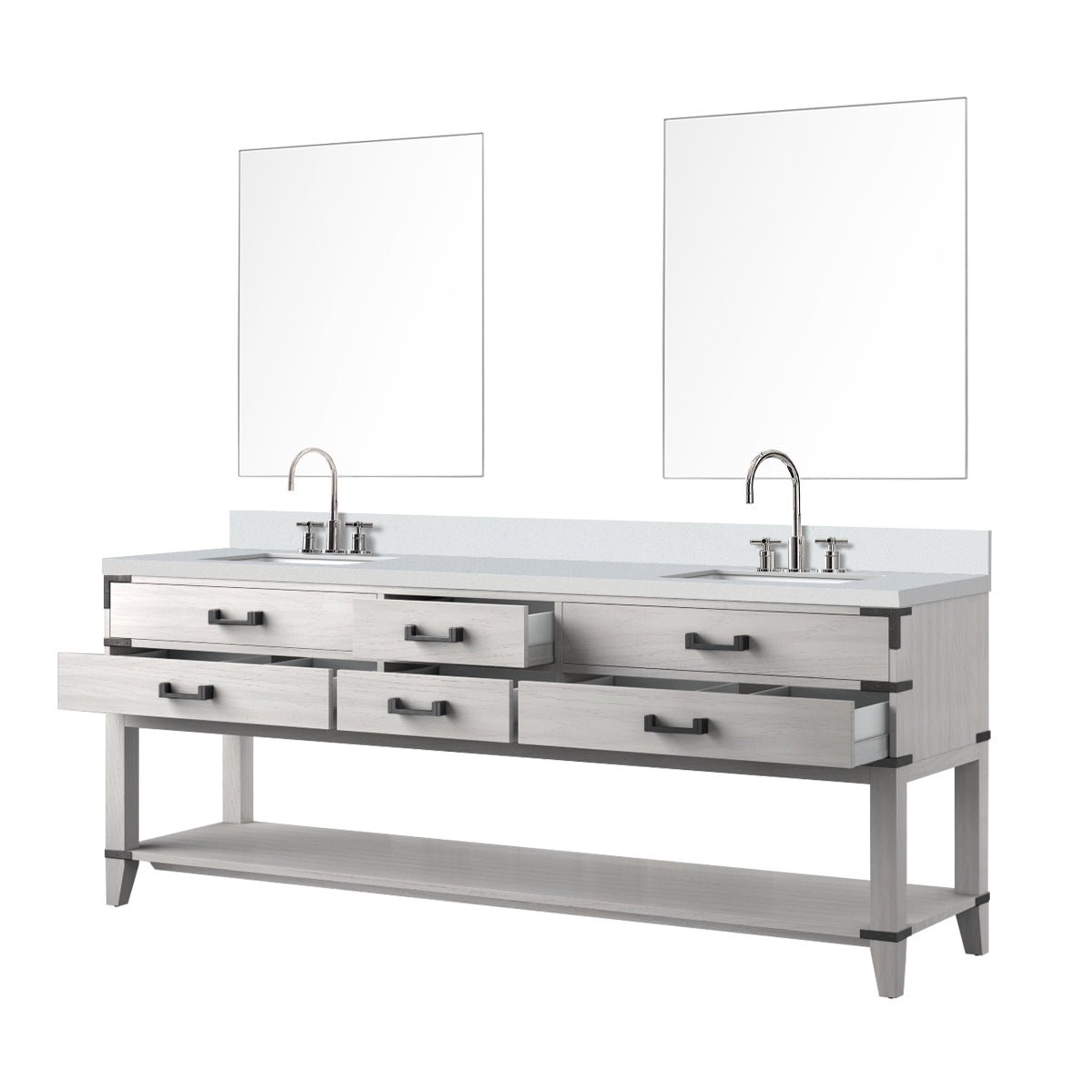 Norwalk 84 in W x 22 in D White Oak Double Bath Vanity
