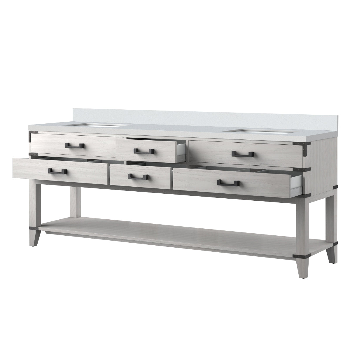 Norwalk 84 in W x 22 in D White Oak Double Bath Vanity