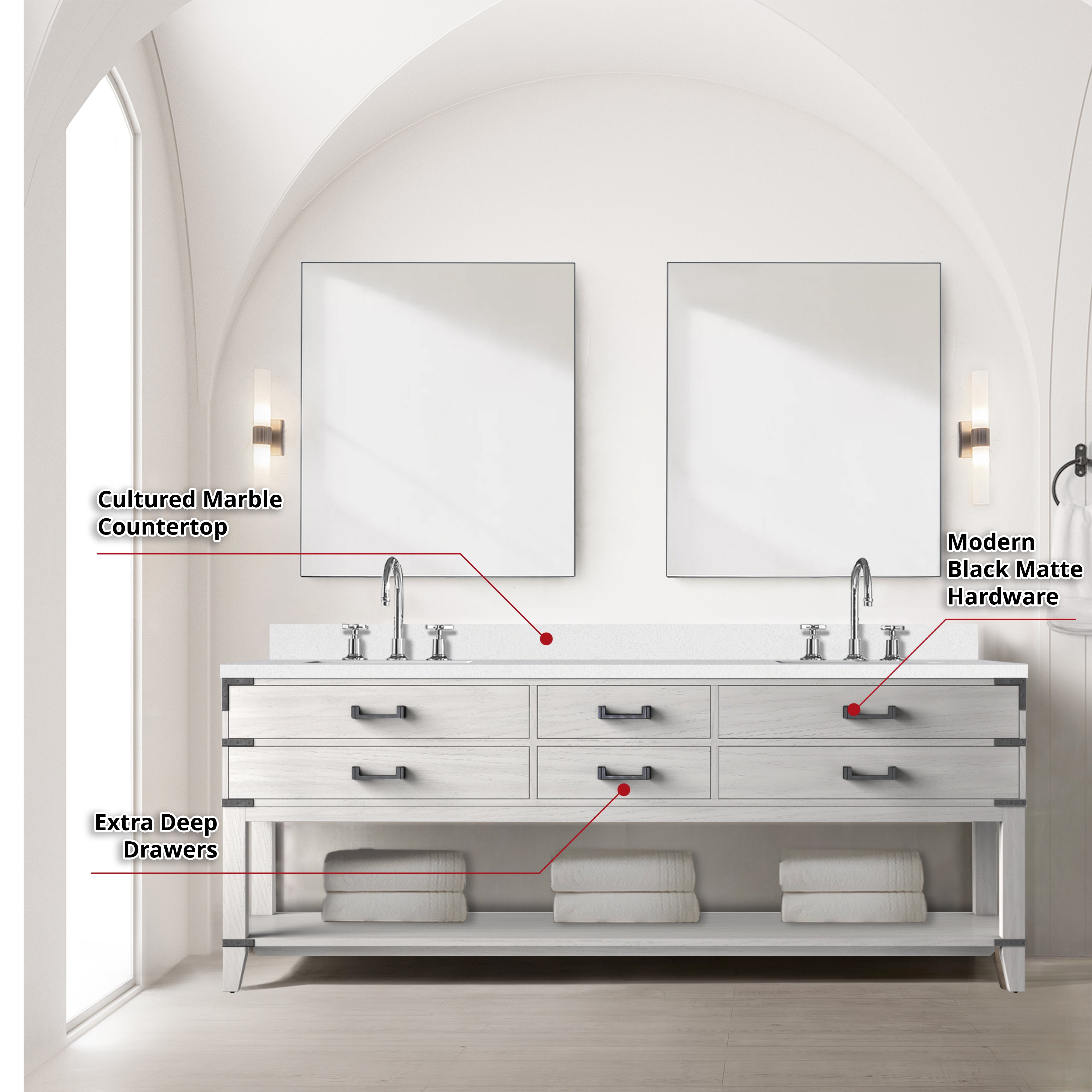Norwalk 84 in W x 22 in D White Oak Double Bath Vanity