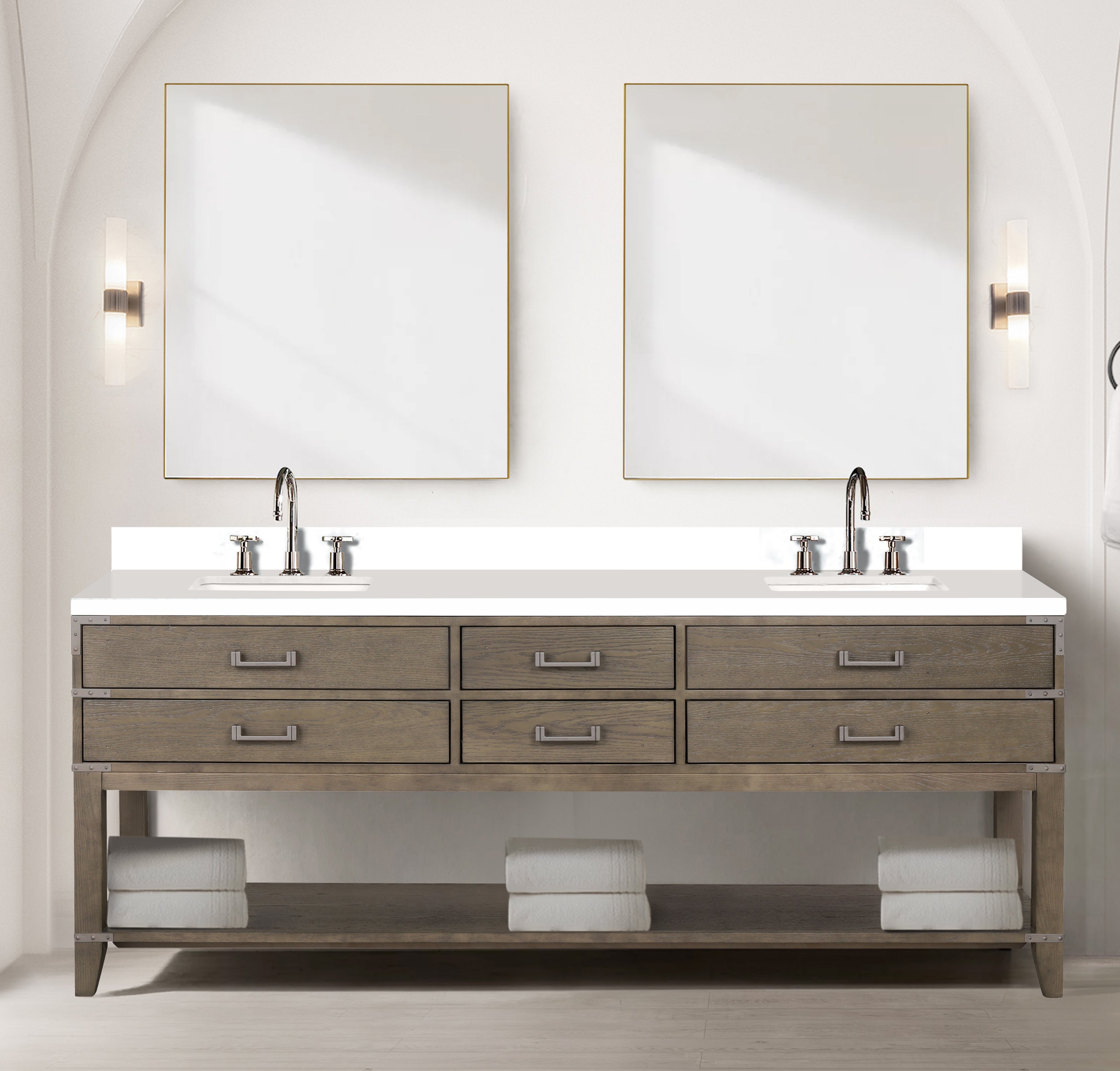 Norwalk 84 in W x 22 in D Grey Oak Double Bath Vanity