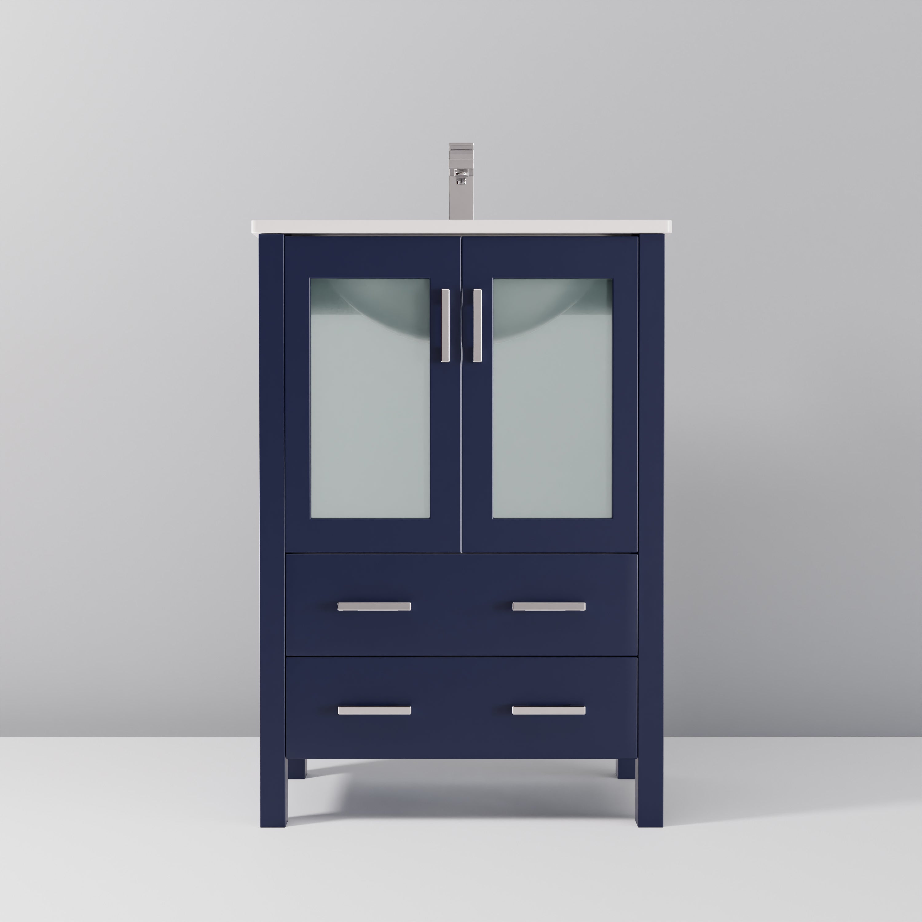 Volez 24 in W x 18.25 in D Navy Blue Bath Vanity