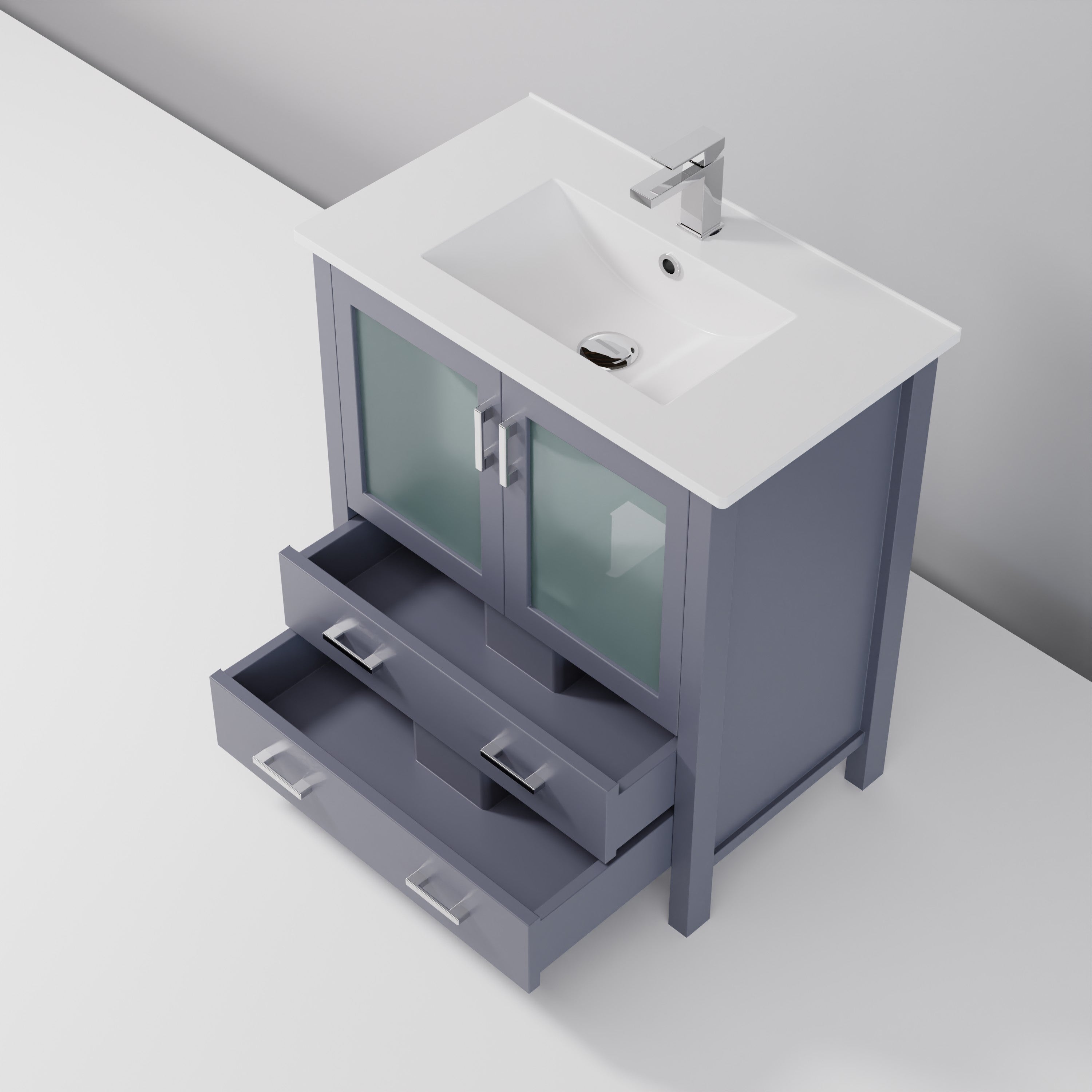 Volez 30 in W x 18.25 in D Dark Grey Bath Vanity