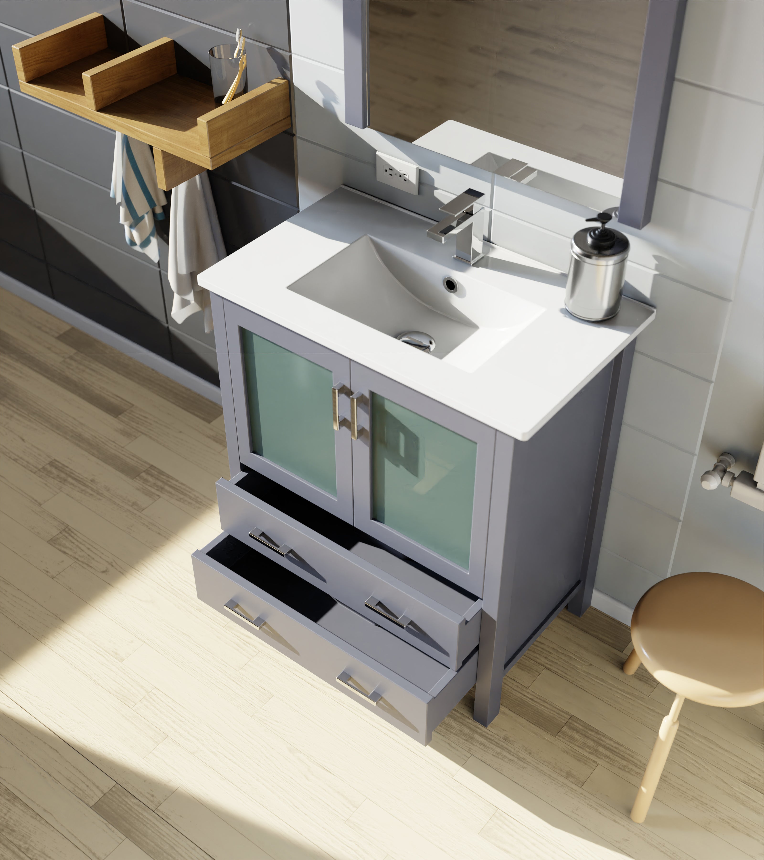 Volez 30 in W x 18.25 in D Dark Grey Bath Vanity