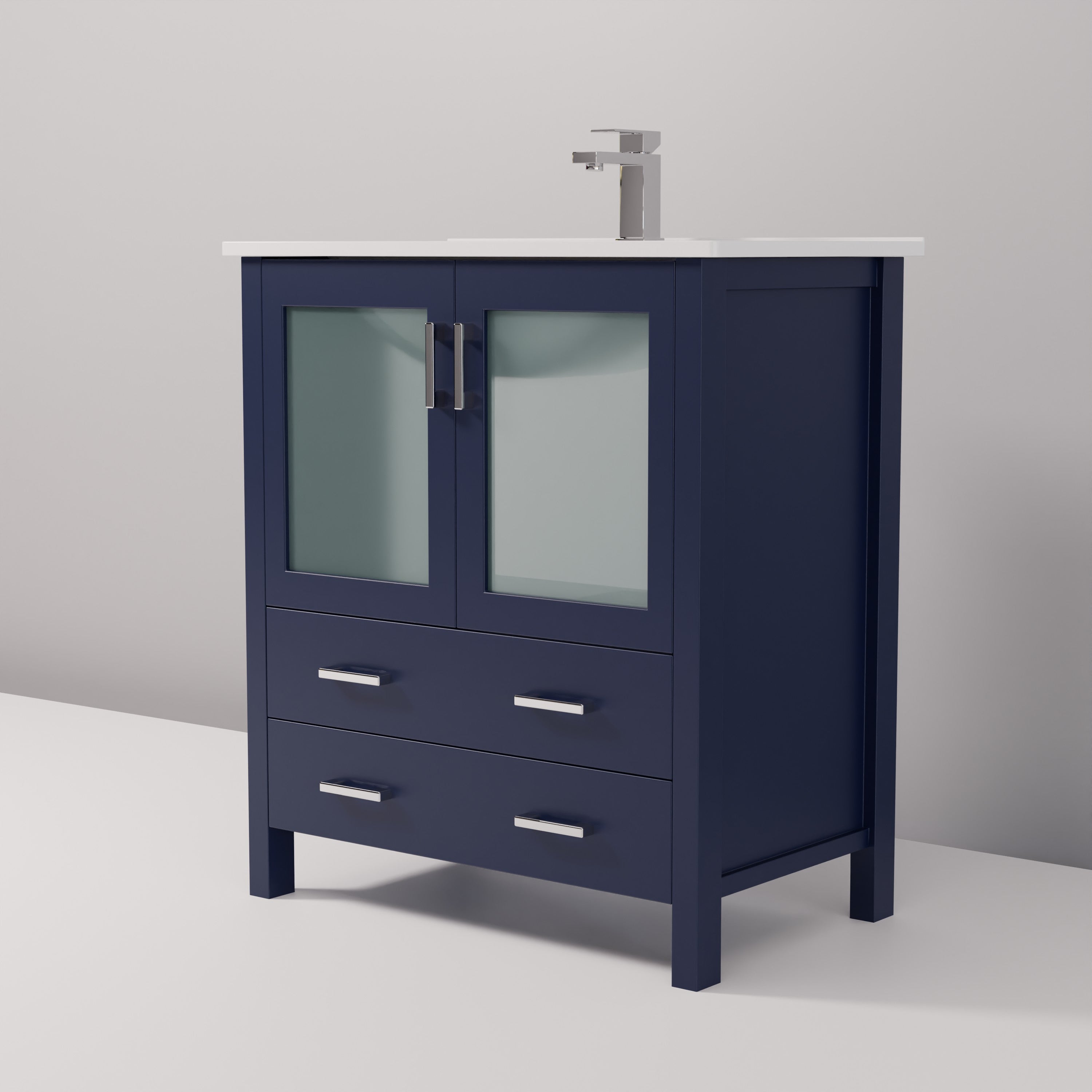 Volez 30 in W x 18.25 in D Navy Blue Bath Vanity