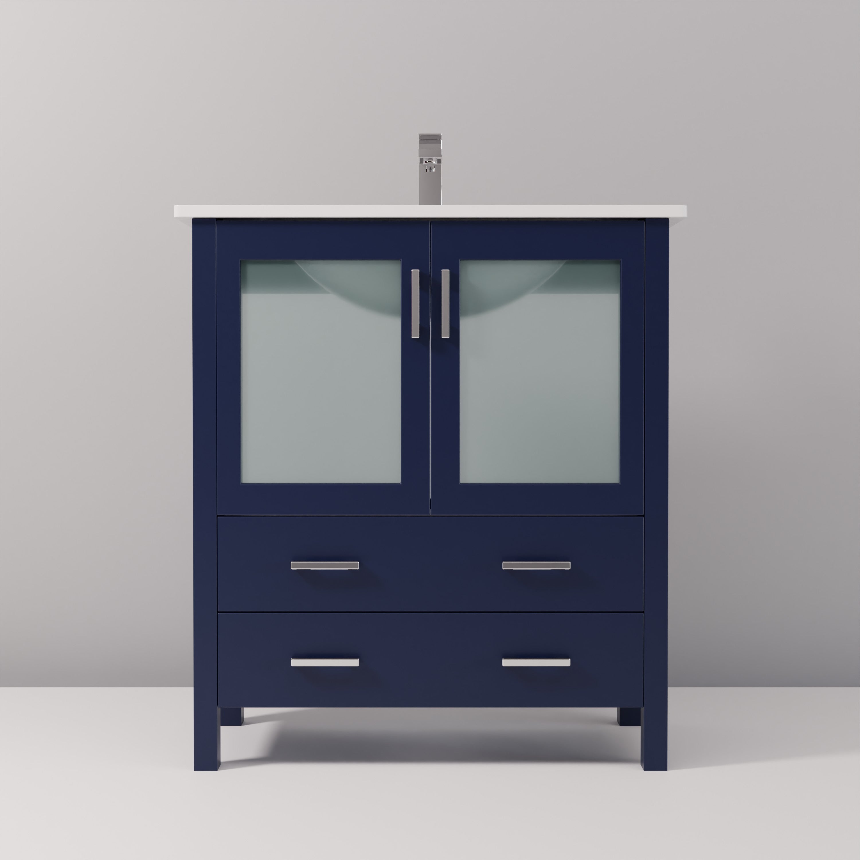 Volez 30 in W x 18.25 in D Navy Blue Bath Vanity