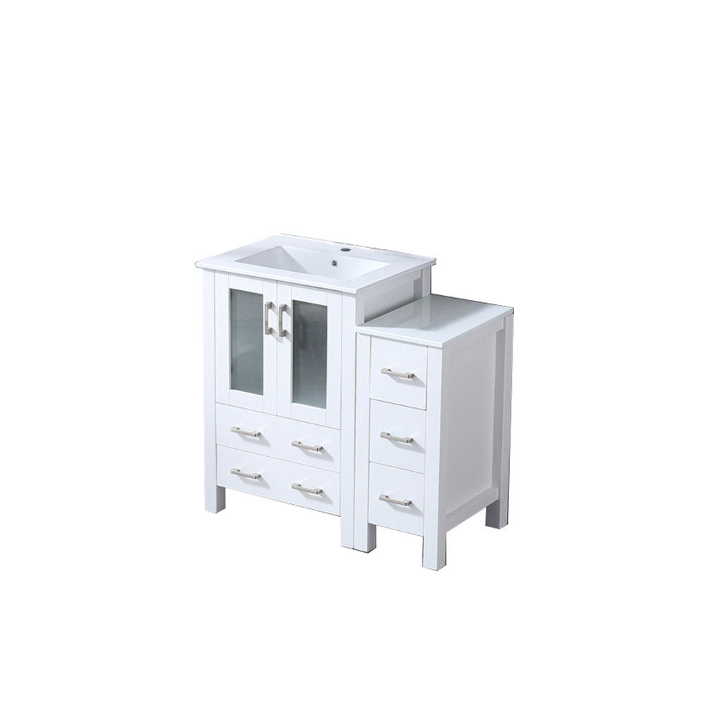 Volez 36 in W x 18.25 in D White Single Bath Vanity with Side Cabinet