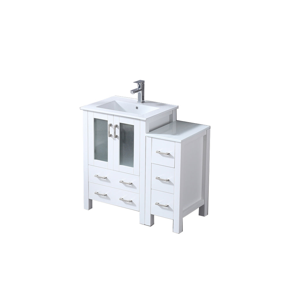 Volez 36 in W x 18.25 in D White Single Bath Vanity with Side Cabinet