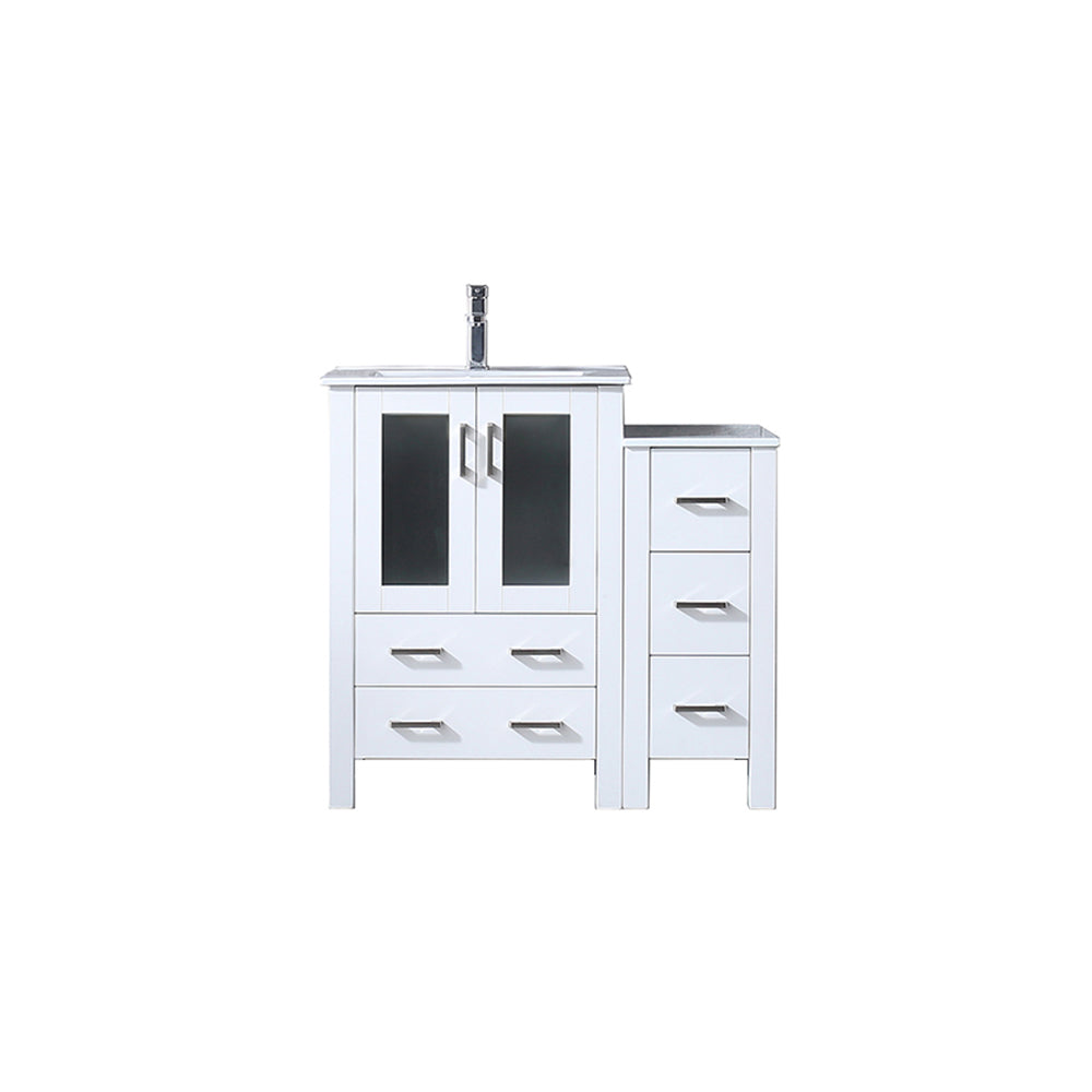 Volez 36 in W x 18.25 in D White Single Bath Vanity with Side Cabinet
