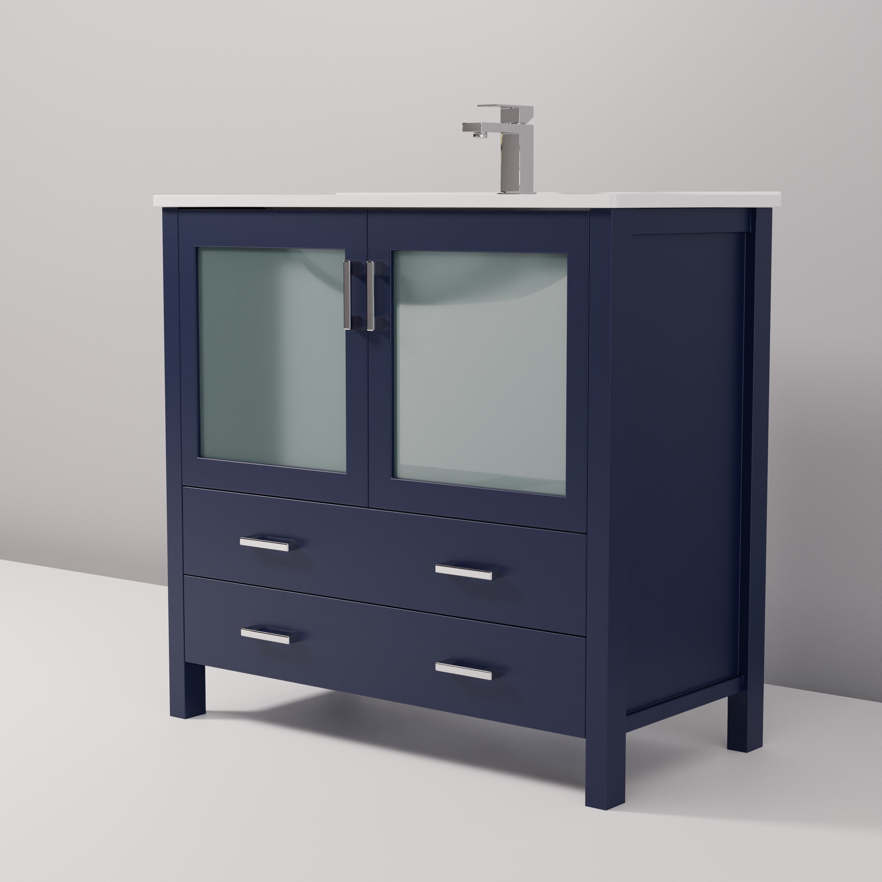 Volez 36 in W x 18.25 in D Navy Blue Bath Vanity