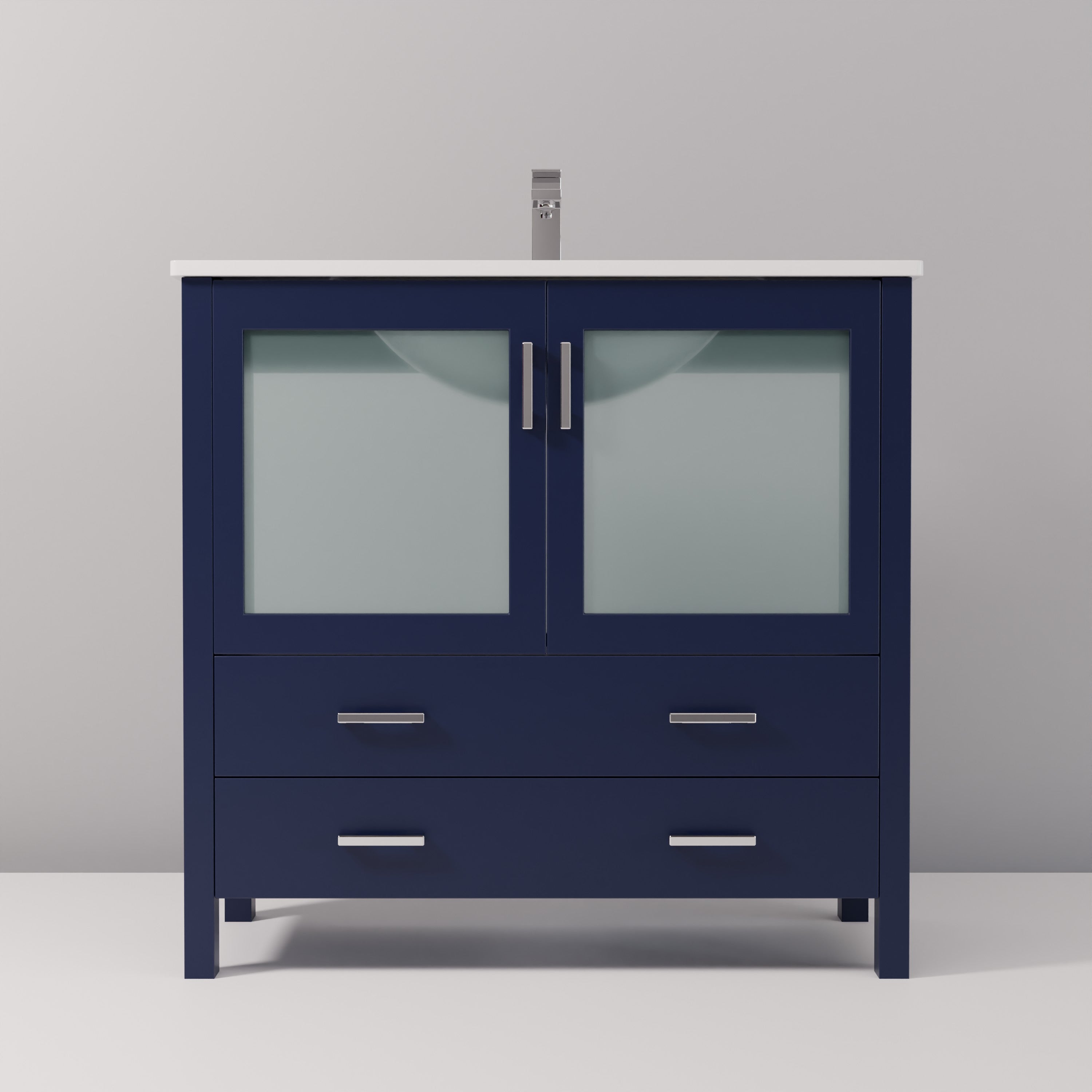 Volez 36 in W x 18.25 in D Navy Blue Bath Vanity