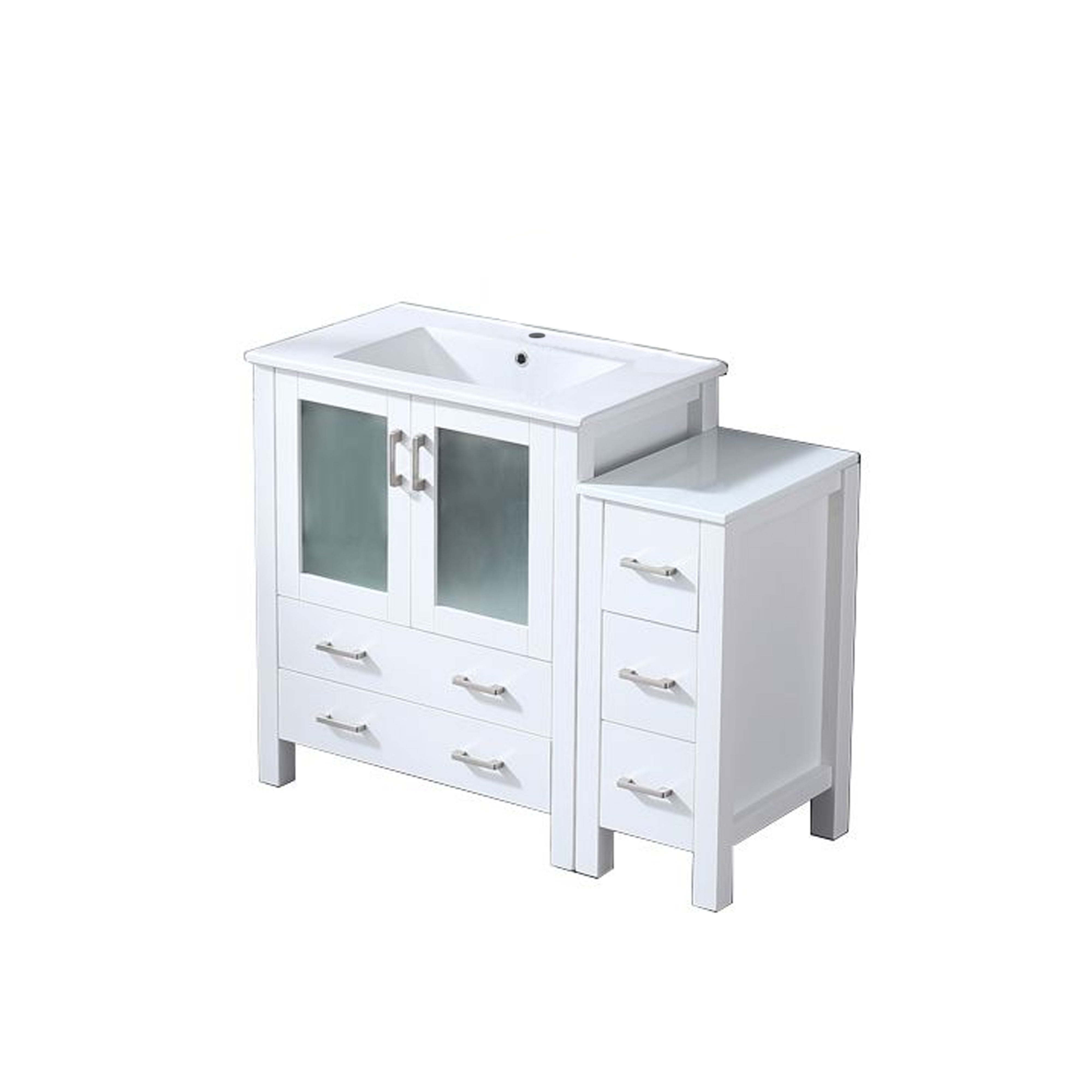 Volez 42 in W x 18.25 in D White Single Bath Vanity with Side Cabinet