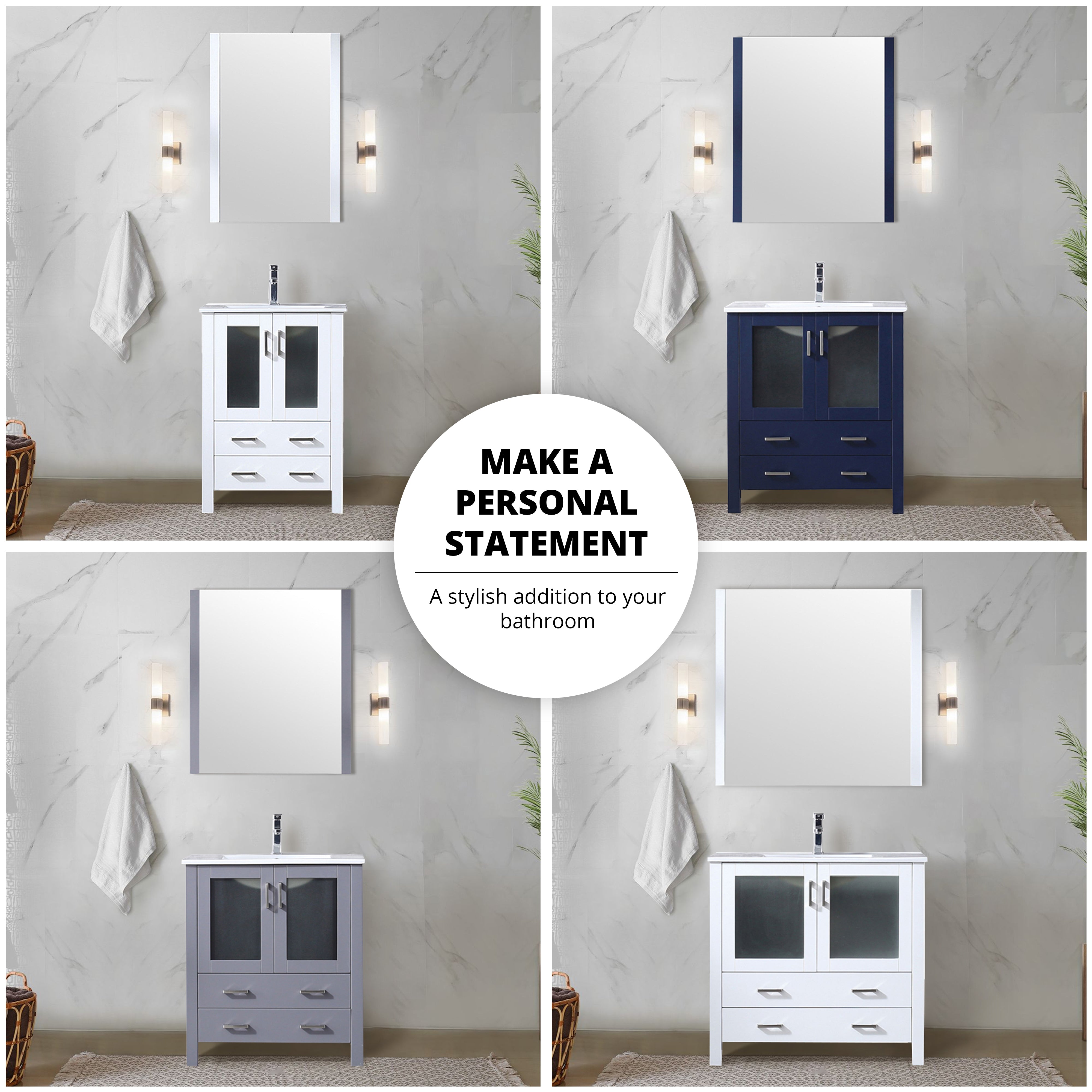 Volez 42 in W x 18.25 in D White Single Bath Vanity with Side Cabinet