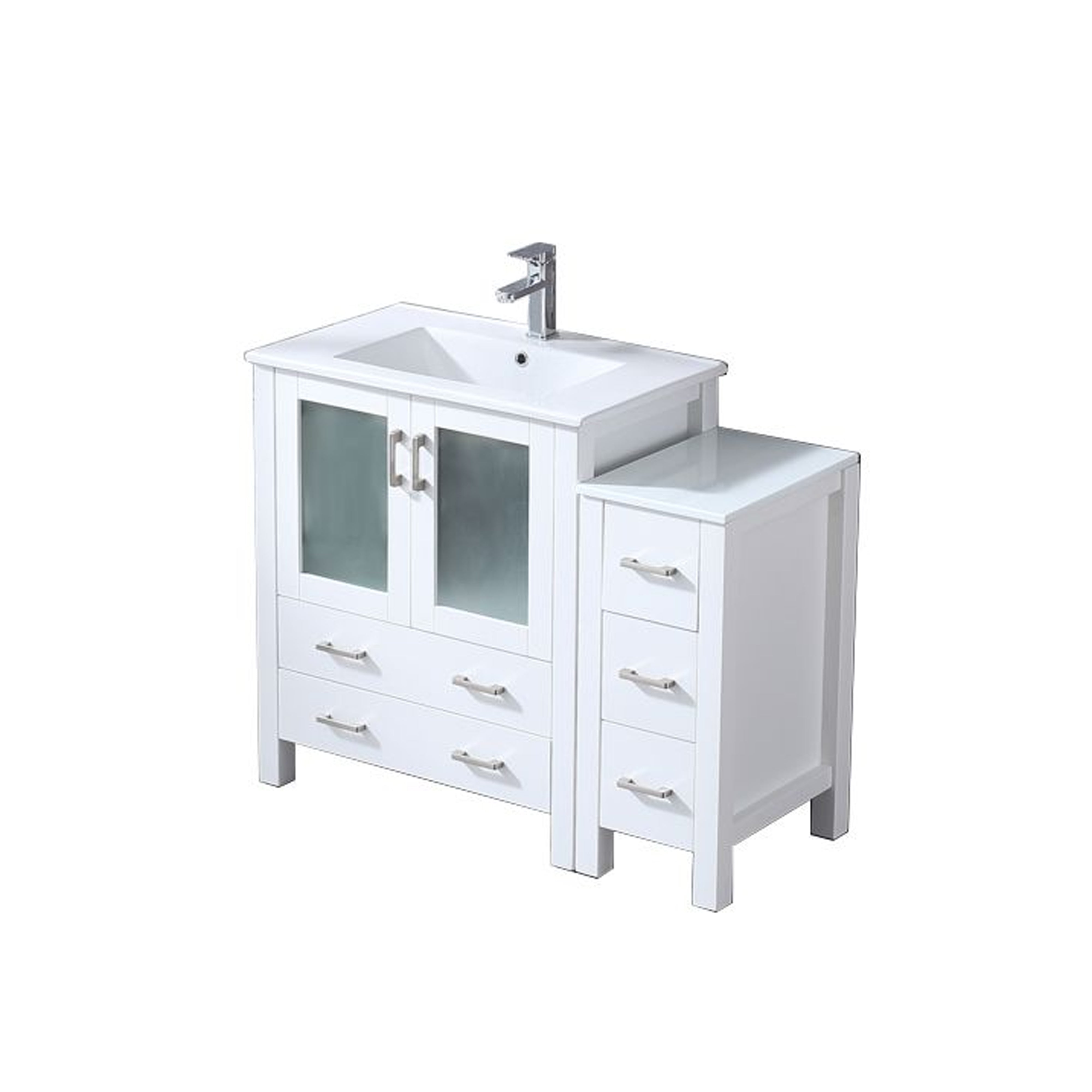 Volez 42 in W x 18.25 in D White Single Bath Vanity with Side Cabinet