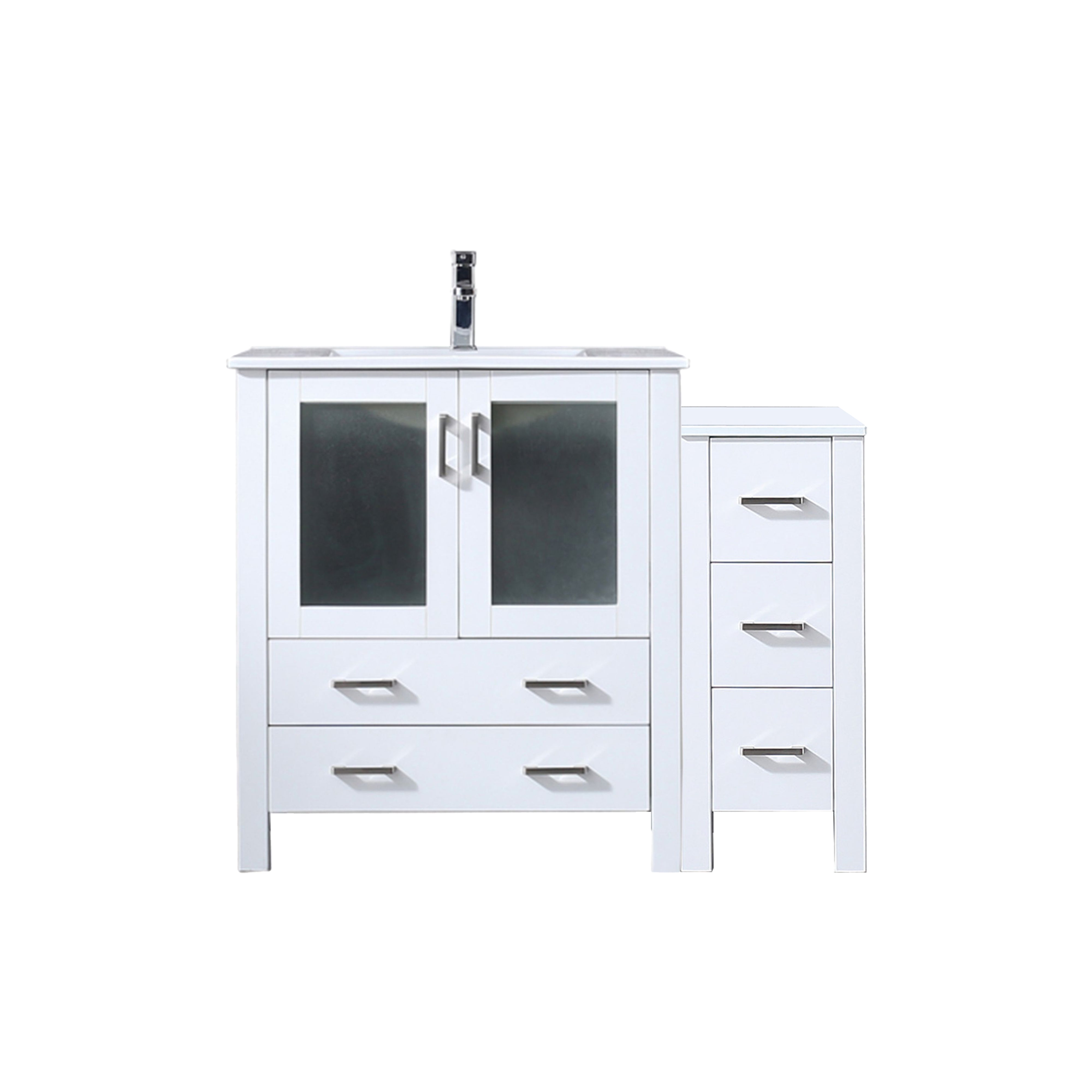 Volez 42 in W x 18.25 in D White Single Bath Vanity with Side Cabinet