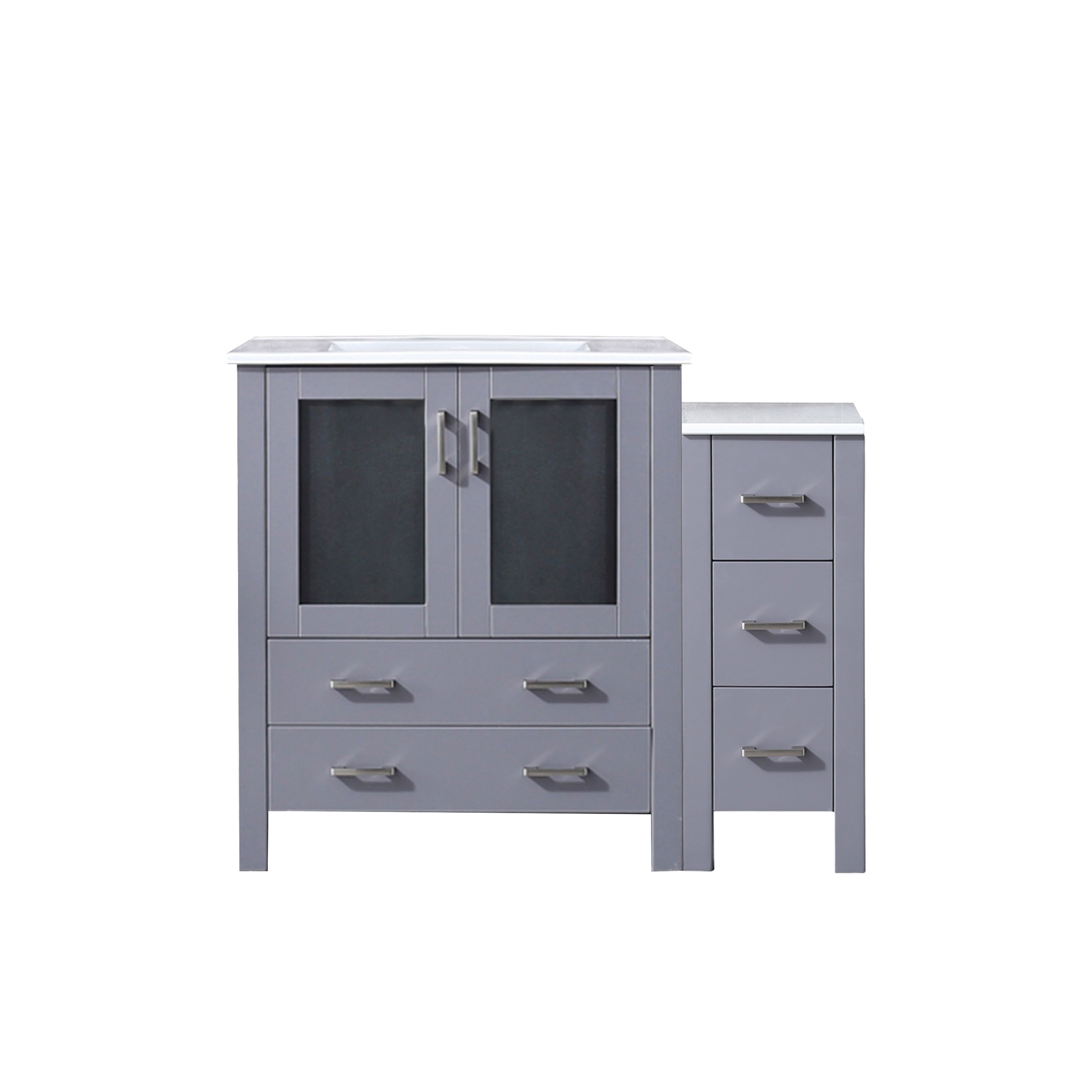 Volez 42 in W x 18.25 in D Dark Grey Single Bath Vanity with Side Cabinet