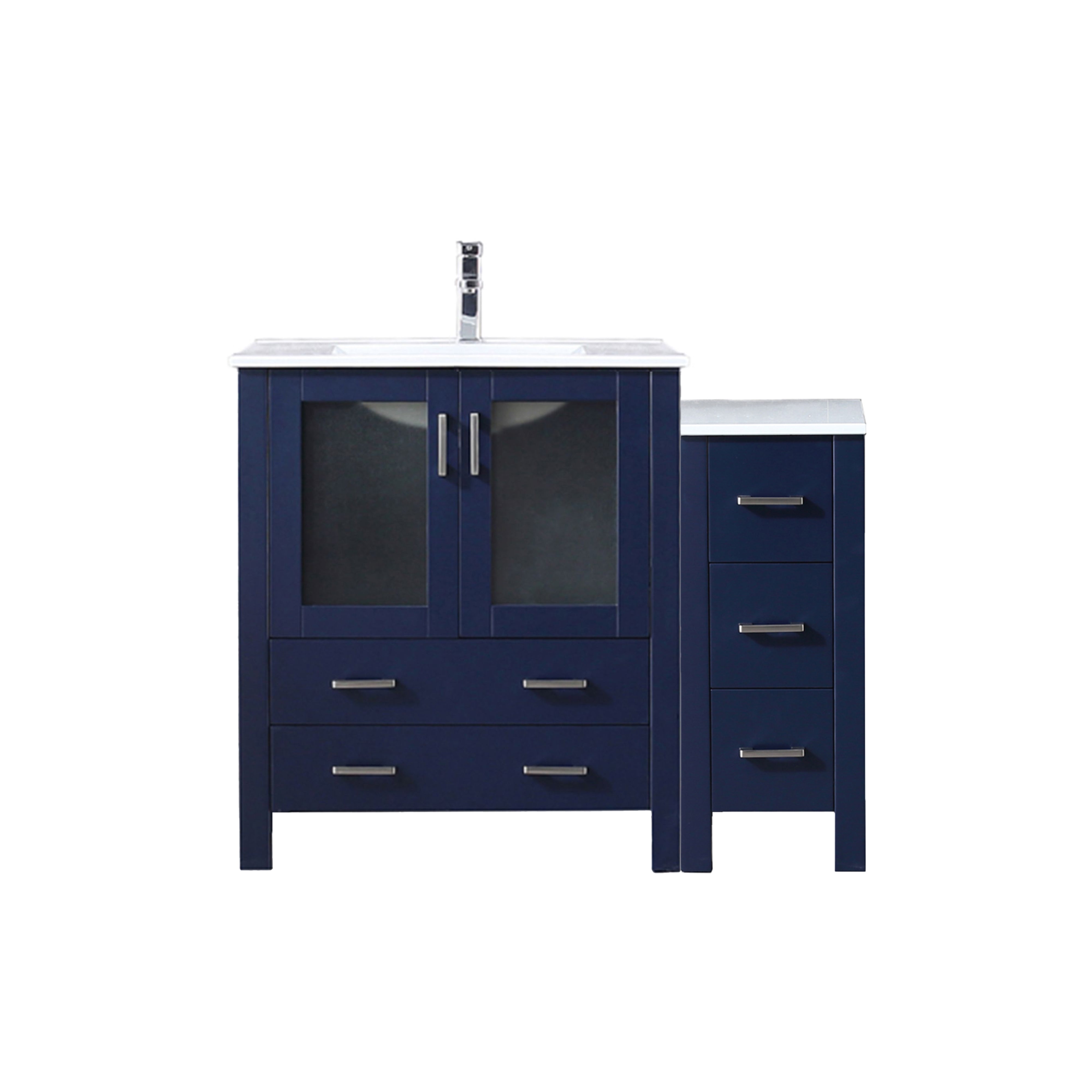 Volez 42 in W x 18.25 in D Navy Blue Single Bath Vanity with Side Cabinet