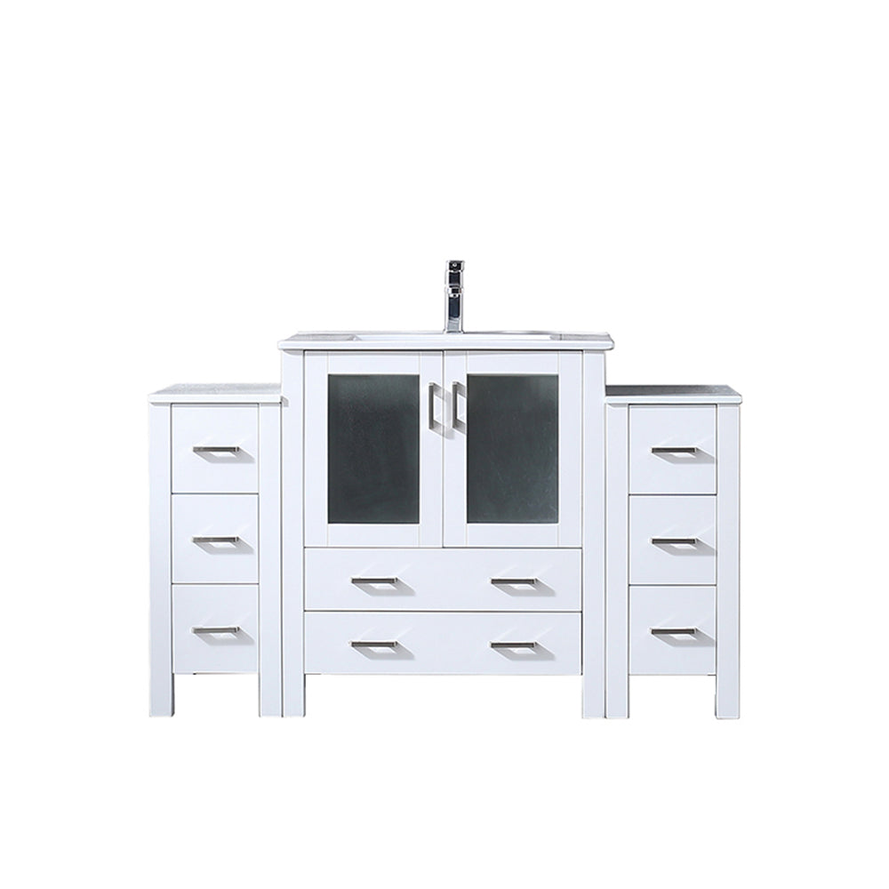 Volez 54 in W x 18.25 in D White Single Bath Vanity with Side Cabinets