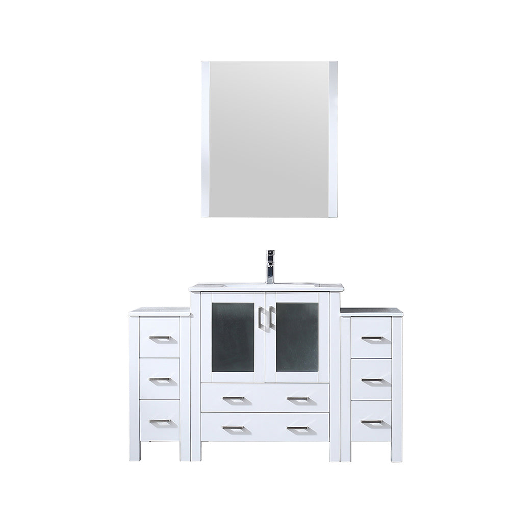 Volez 54 in W x 18.25 in D White Single Bath Vanity with Side Cabinets