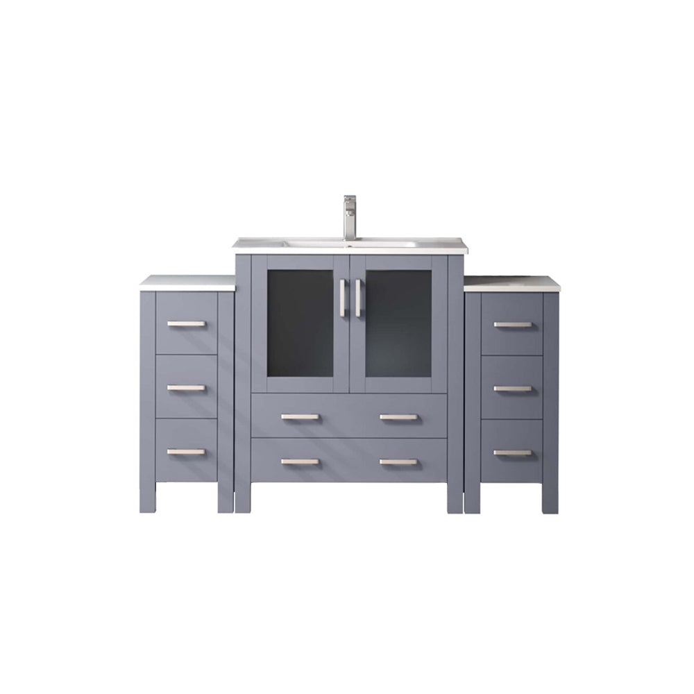 Volez 54 in W x 18.25 in D Dark Grey Single Bath Vanity with Side Cabinets