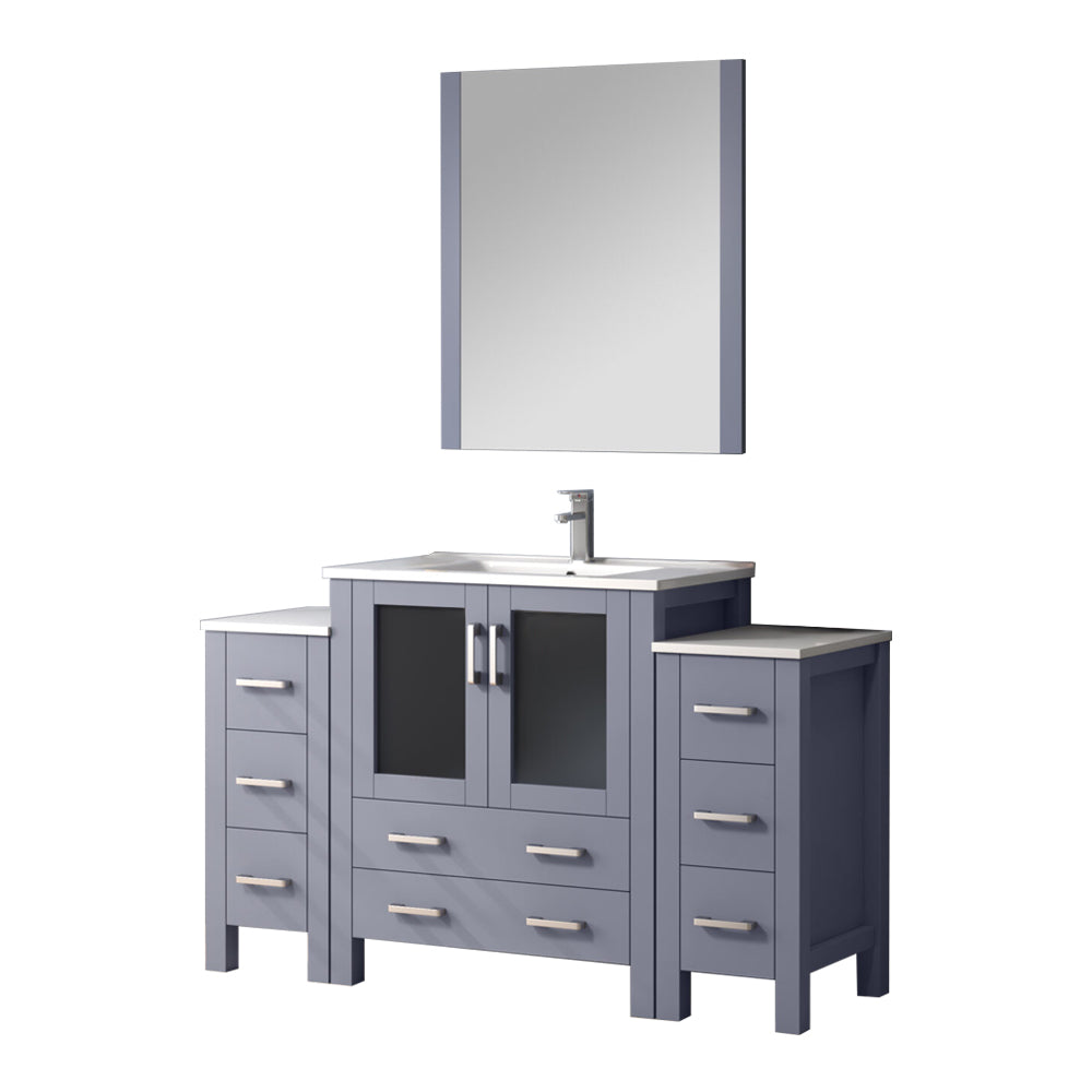 Volez 54 in W x 18.25 in D Dark Grey Single Bath Vanity with Side Cabinets