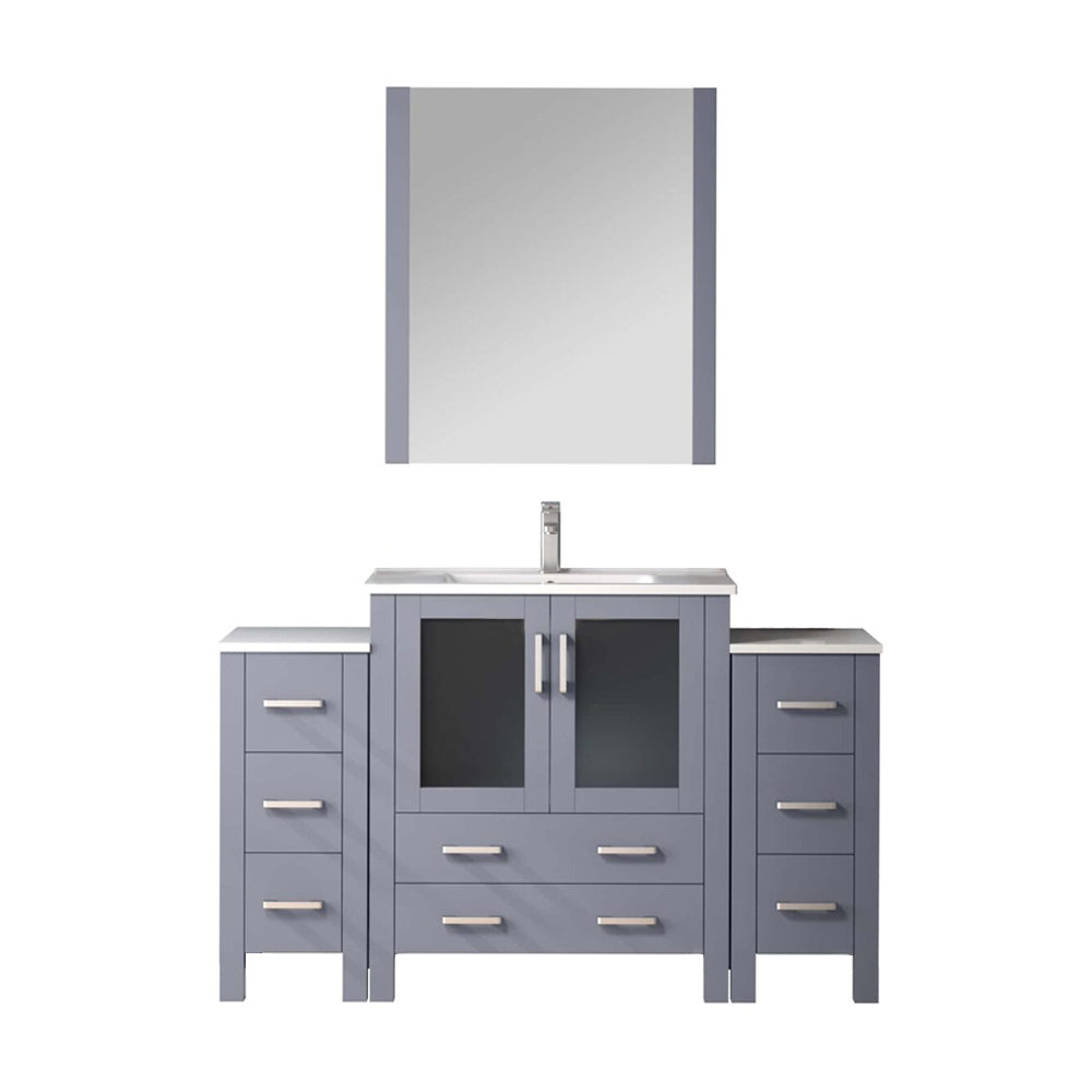 Volez 54 in W x 18.25 in D Dark Grey Single Bath Vanity with Side Cabinets