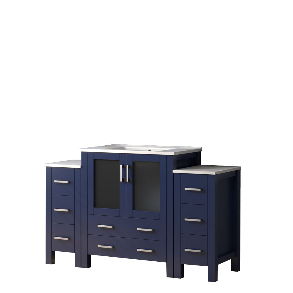 Volez 54 in W x 18.25 in D Navy Blue Single Bath Vanity with Side Cabinets