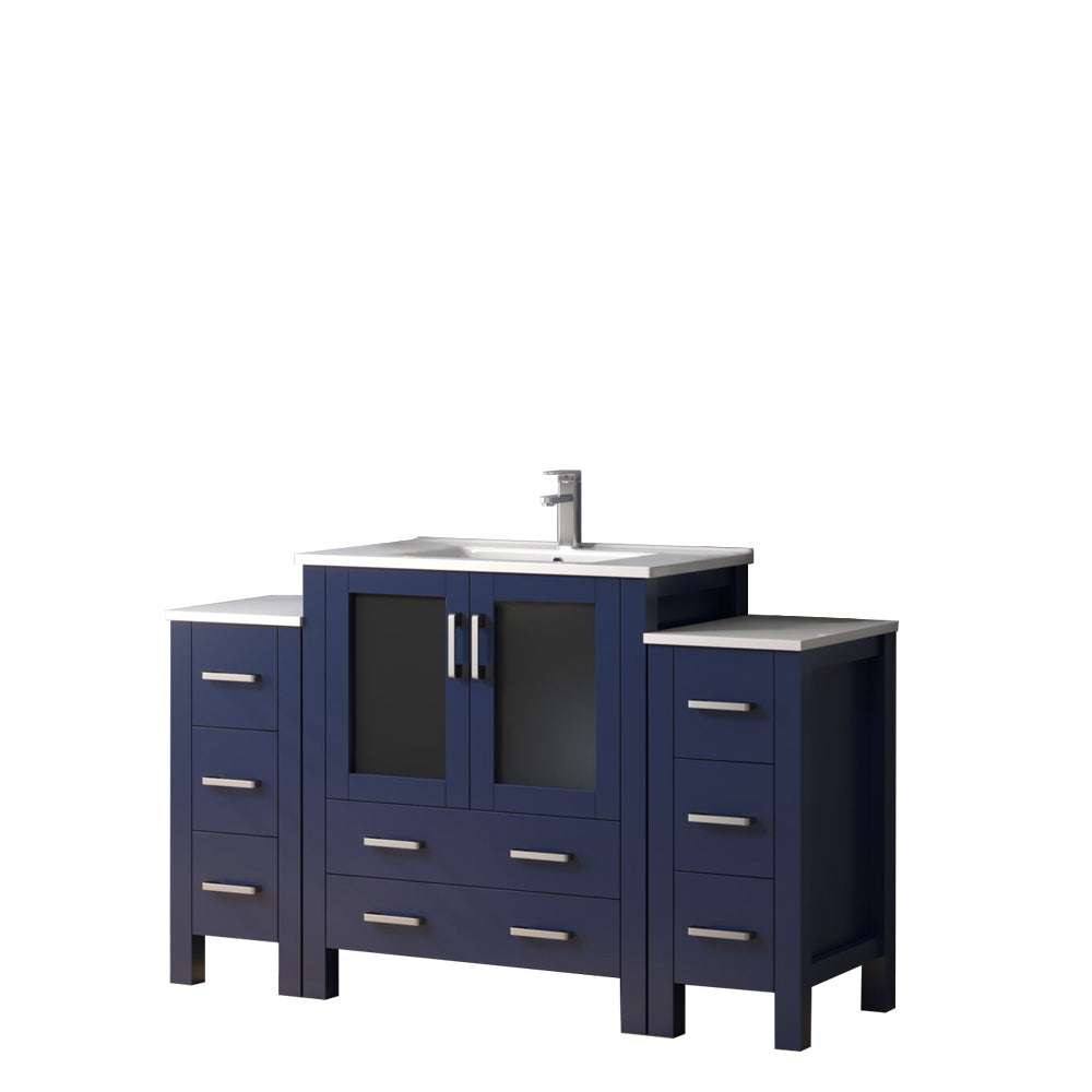 Volez 54 in W x 18.25 in D Navy Blue Single Bath Vanity with Side Cabinets