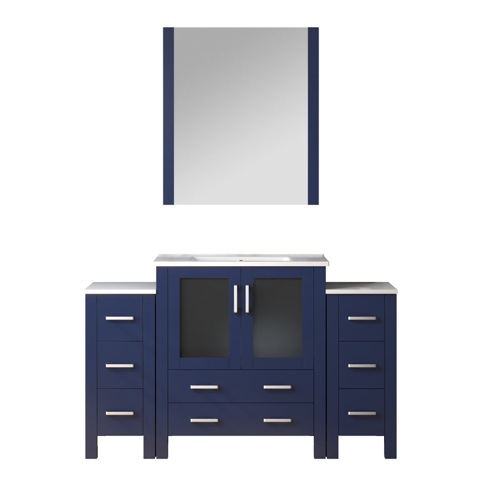 Volez 54 in W x 18.25 in D Navy Blue Single Bath Vanity with Side Cabinets