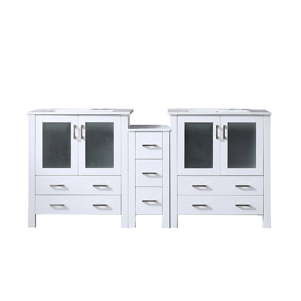 Volez 72 in W x 18.25 in D White Double Bath Vanity with Side Cabinet