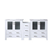 Volez 72 in W x 18.25 in D White Double Bath Vanity with Side Cabinet