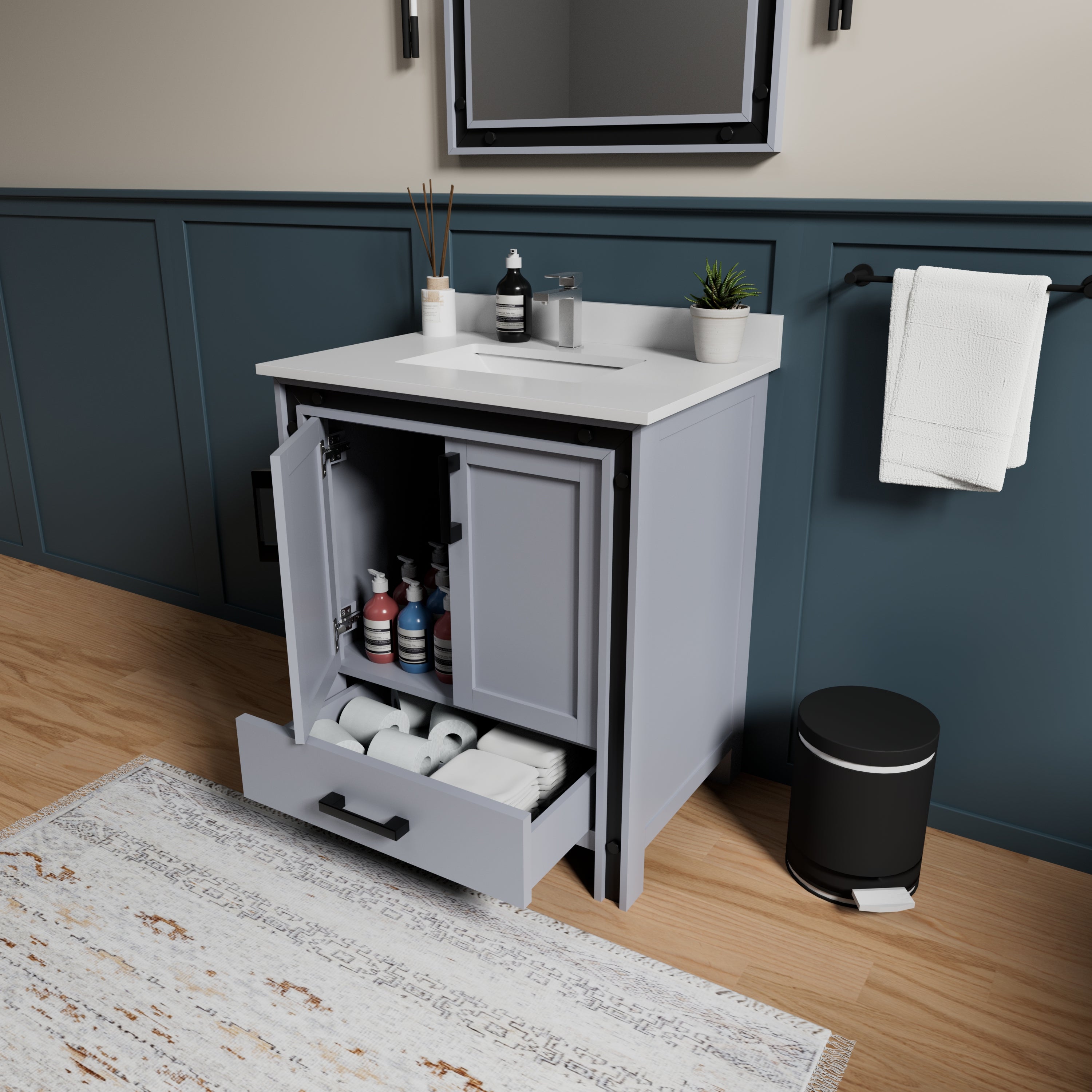 Ziva 30 in W x 22 in D Dark Grey Bath Vanity