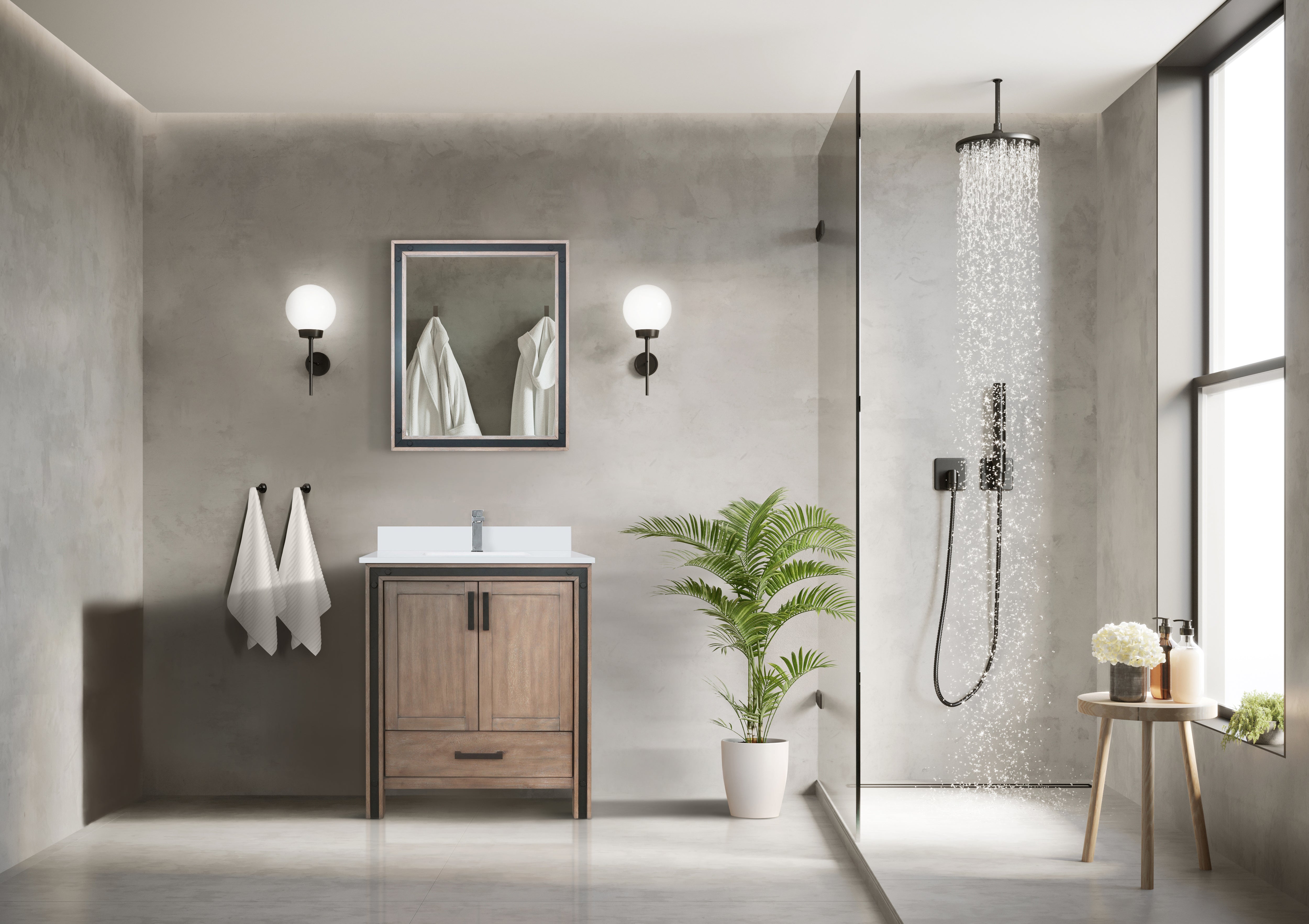 Ziva 30 in W x 22 in D Rustic Barnwood Bath Vanity
